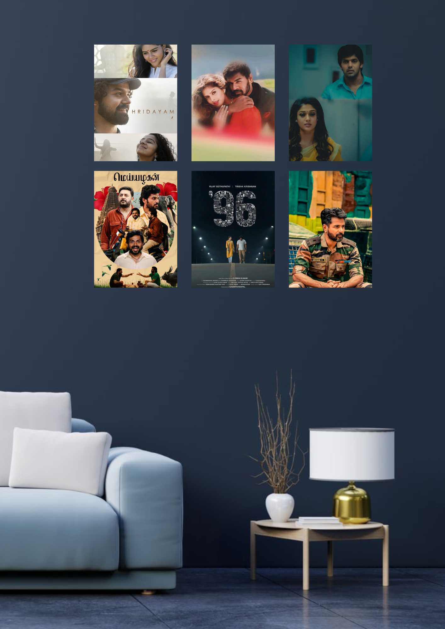 Emotional Tamil Movie Edition Collage 6 Set Posters – A4 Size | Heartfelt Kollywood Wall Art