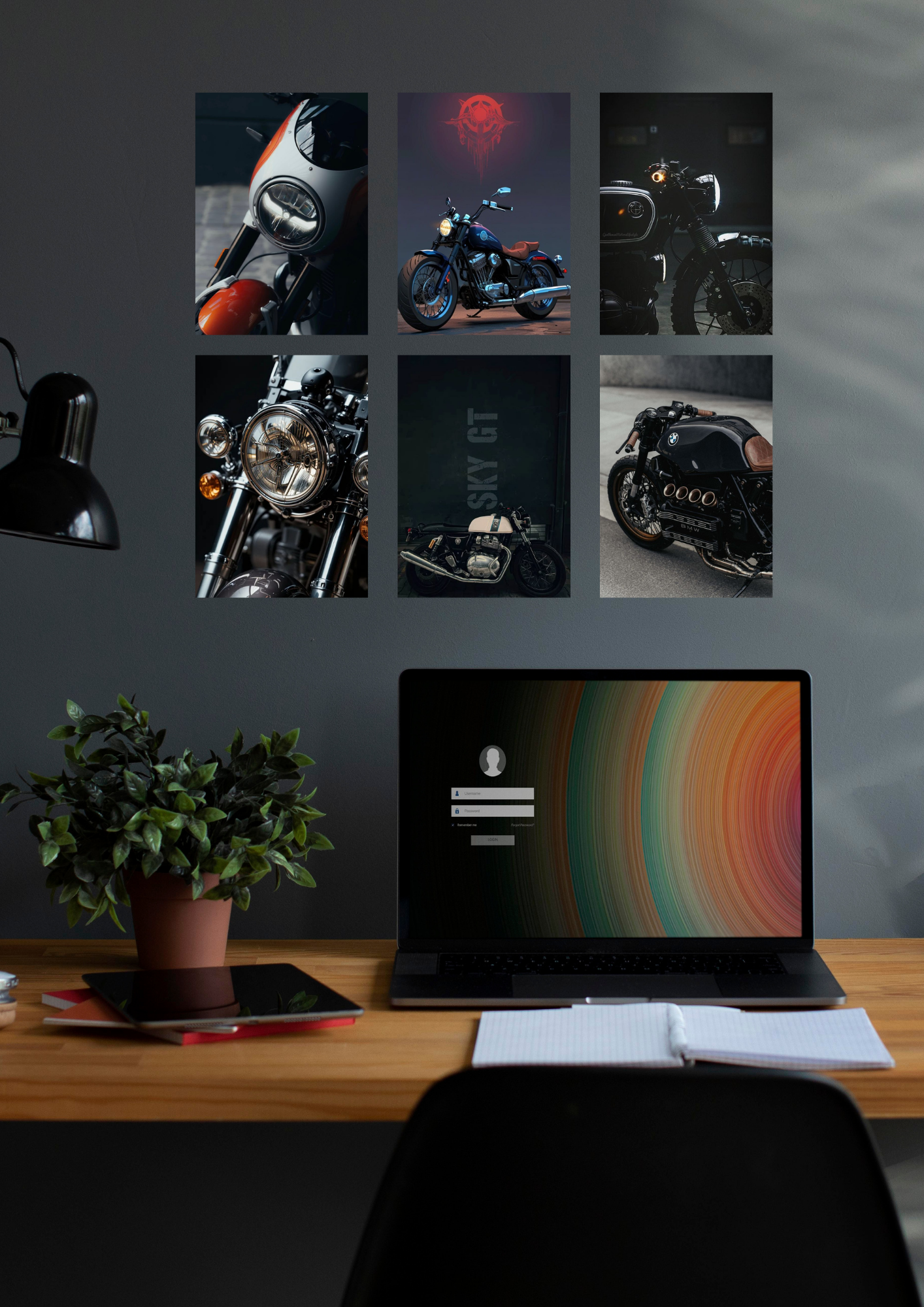 Dark Machines – Motorbike Collage 6-Set Posters (A4 Size)