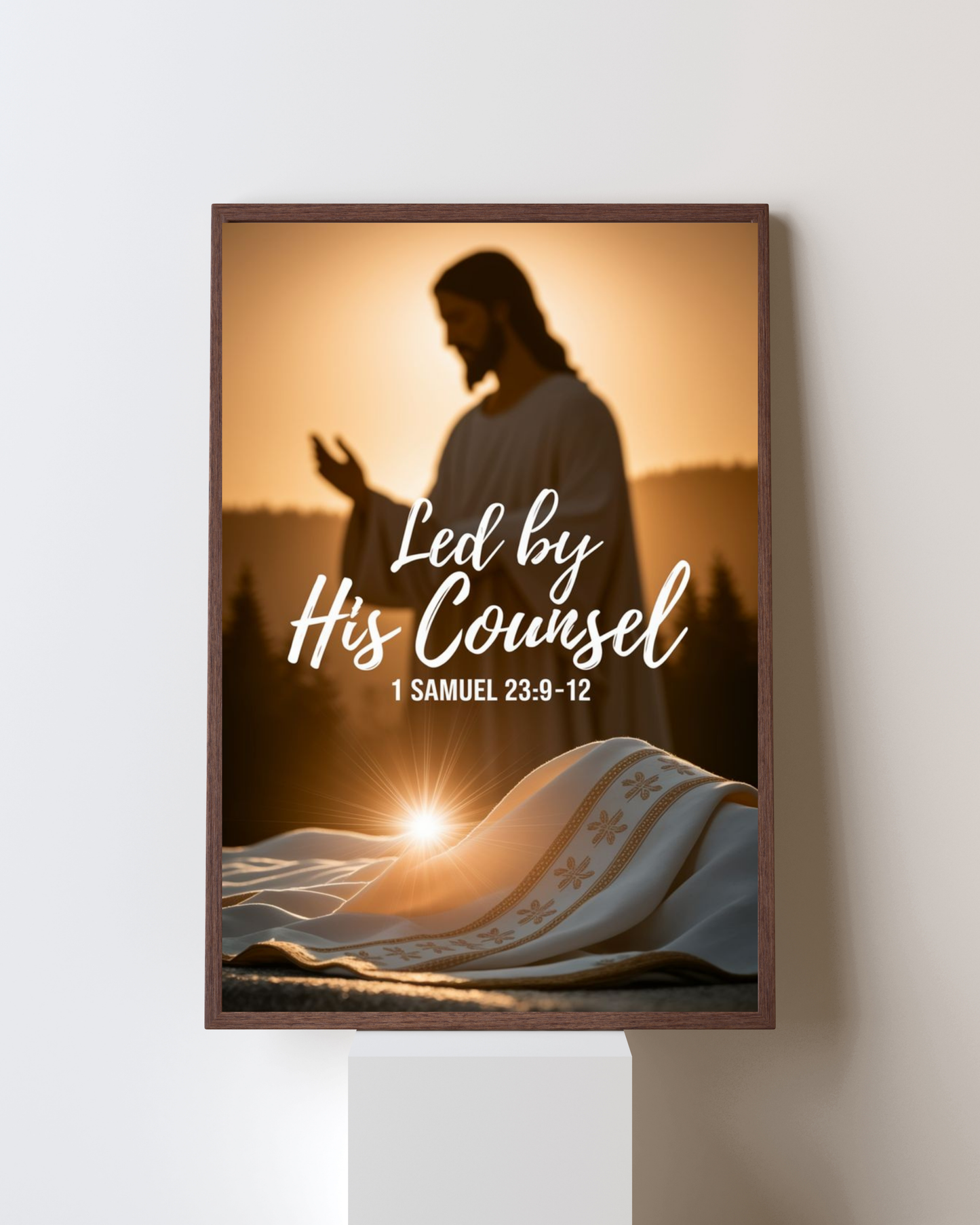 Led by His Counsel – 1 Samuel 23:9–12 Christian Wall Art | Inspirational Faith Decor for Prayer & Reflection