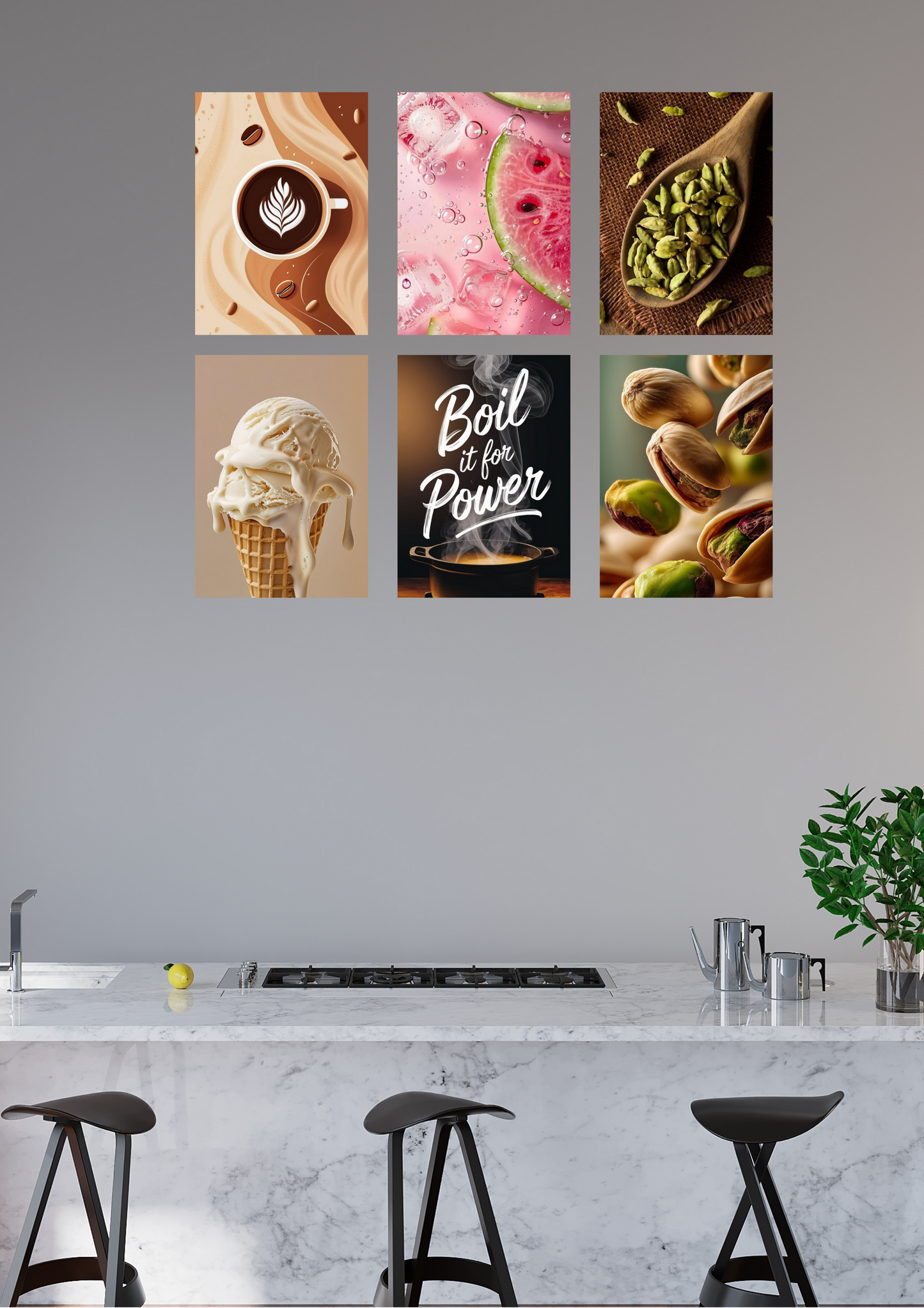 Kitchen Delight Aesthetic – 6 Poster Collage Set (A4 Size)