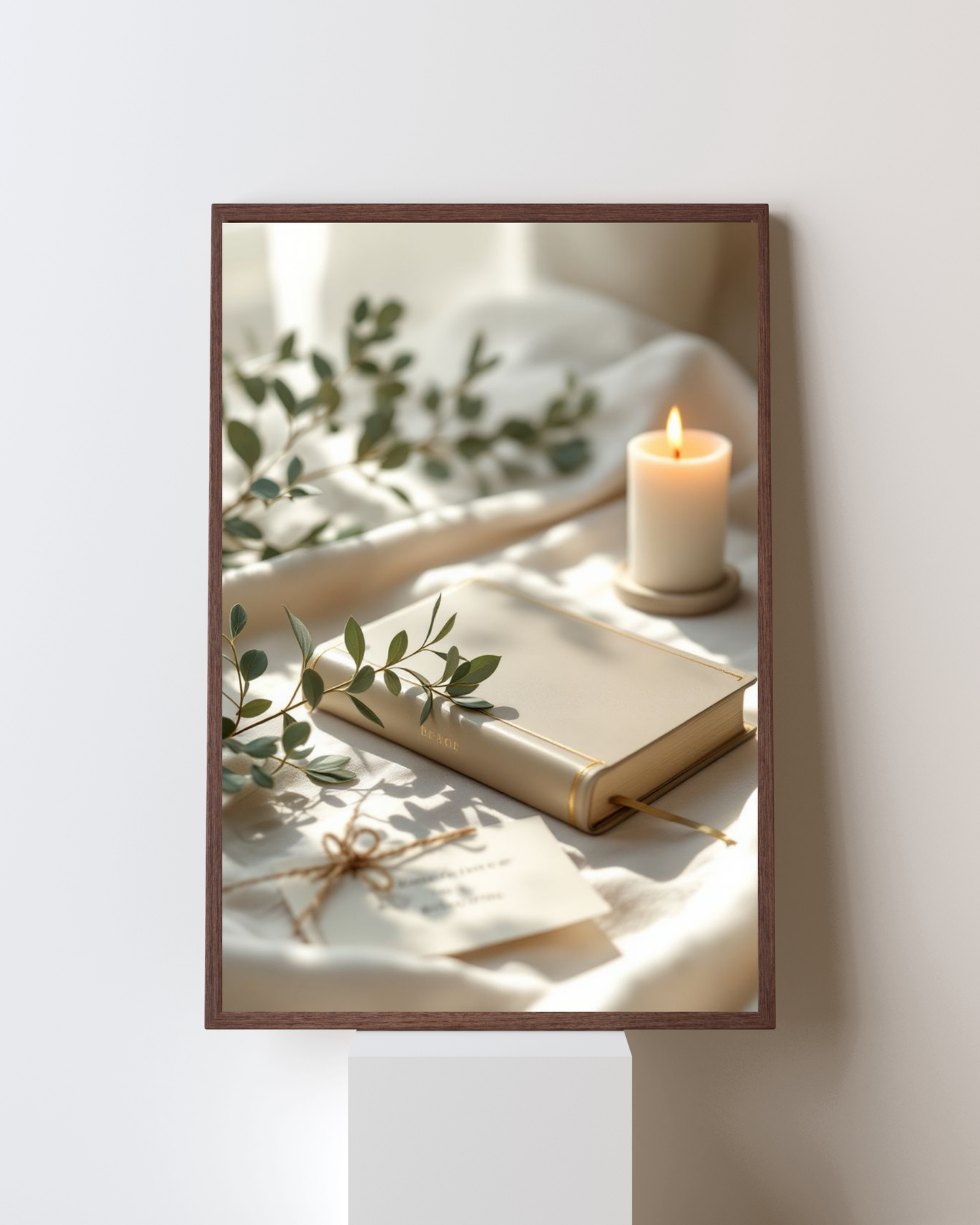Moments of Peace – Candle & Book Still Life Wall Art | Serene Aesthetic Frame