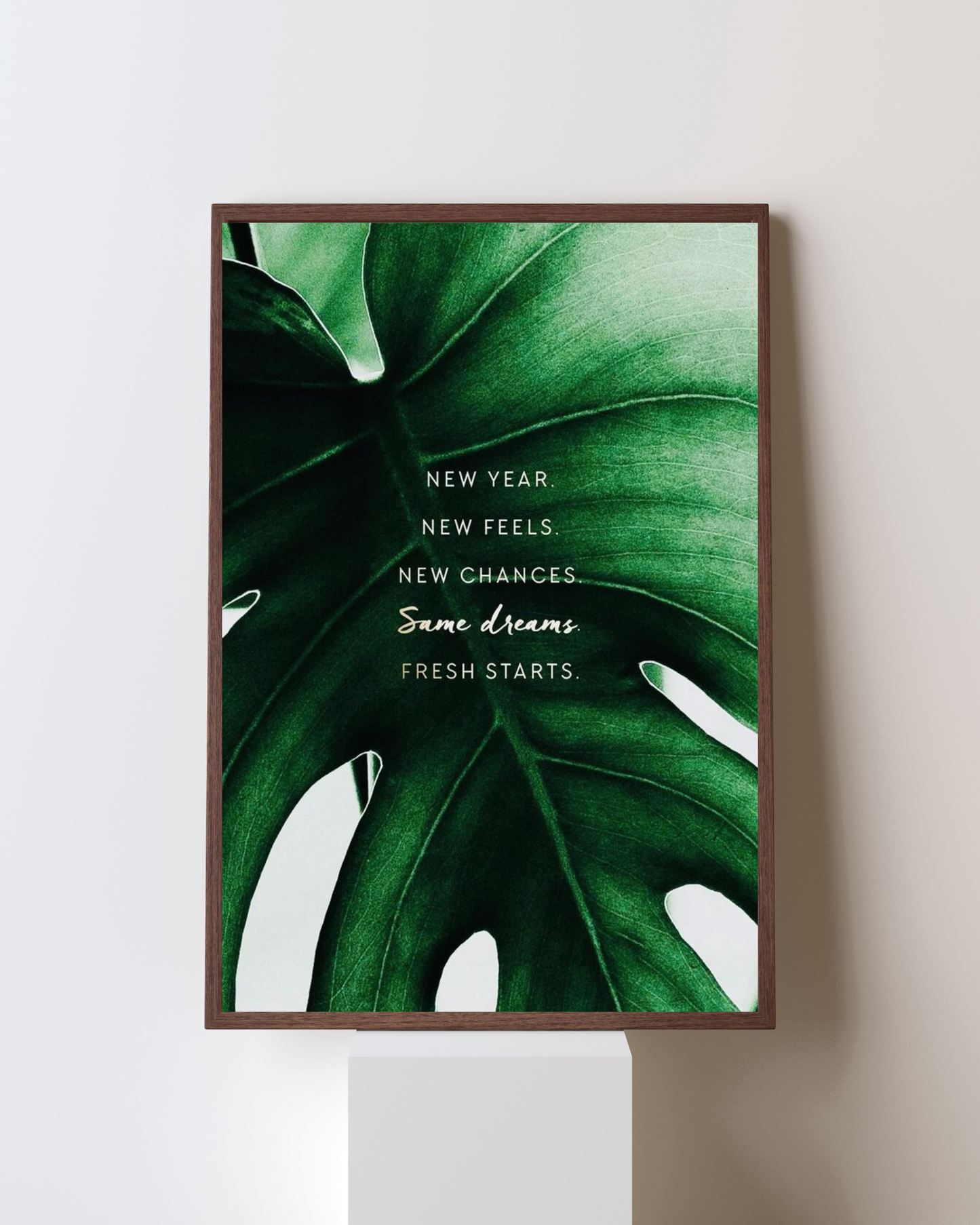 New Year Fresh Starts Botanical Motivational Poster | Green Leaf Wall Art