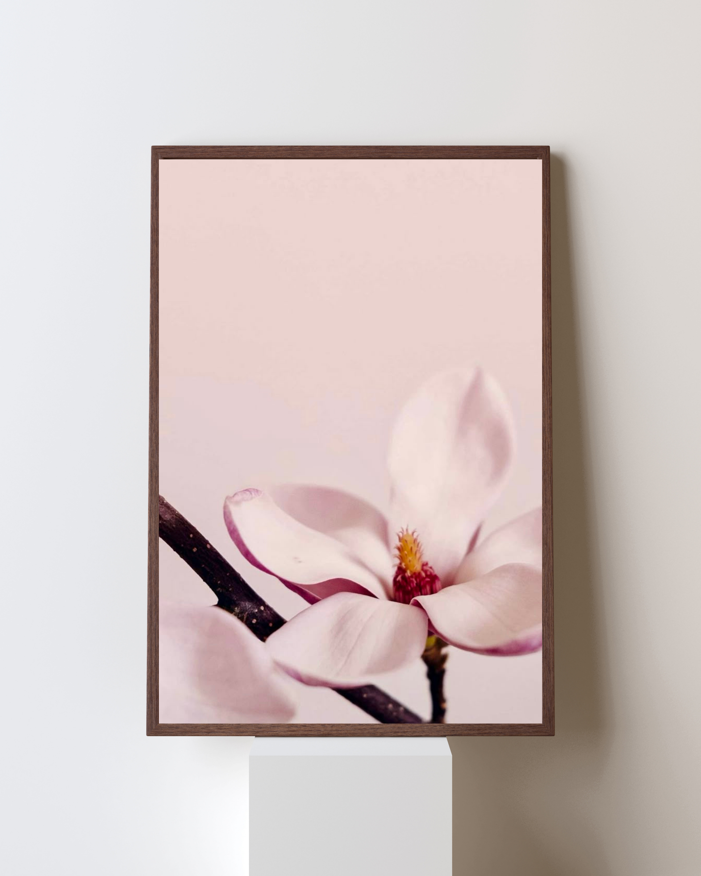 Blooming Frame – Blush Magnolia Blossom | Soft Minimal Floral Wall Art