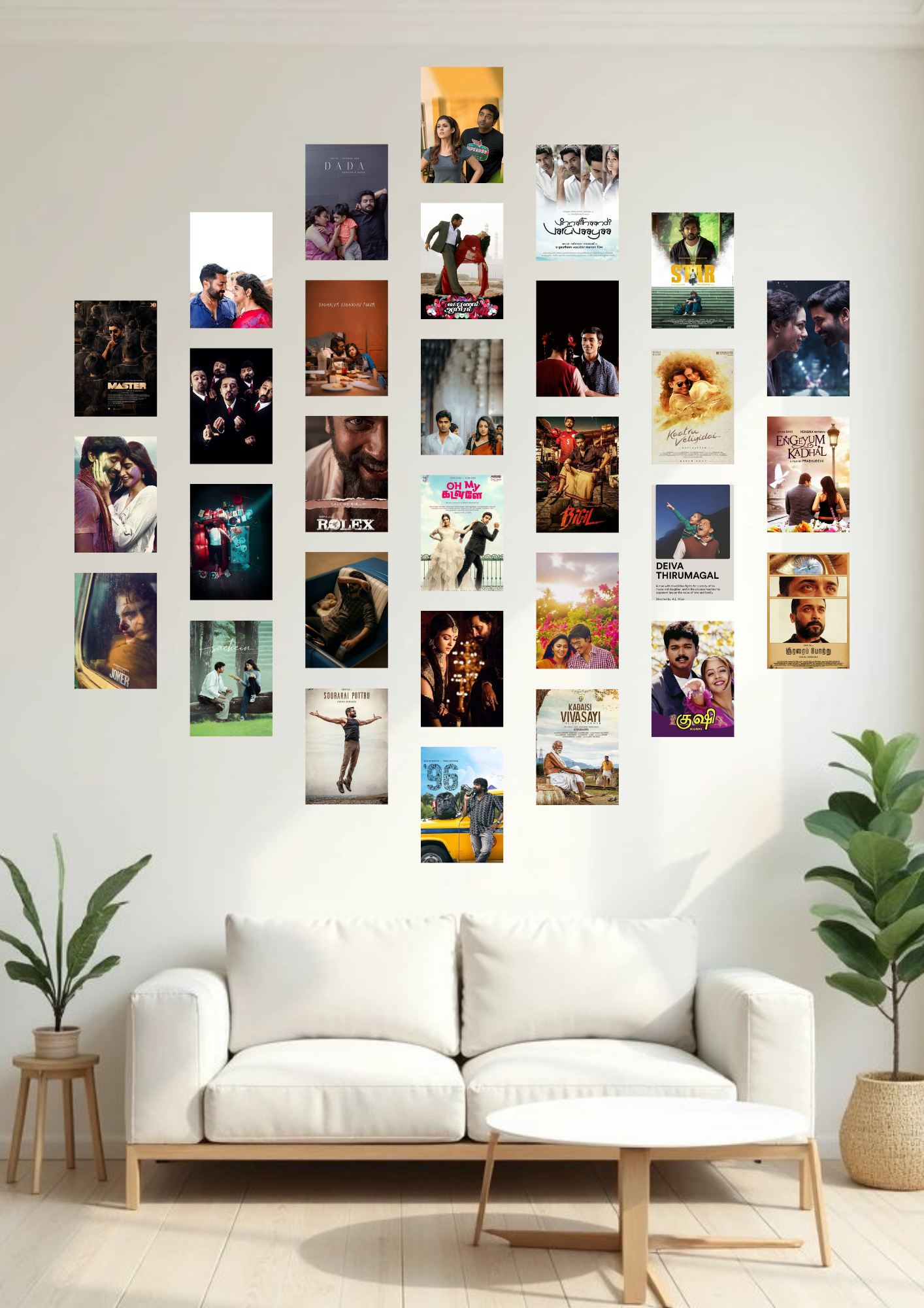 Tamil Movie Edition Collage 30 Set Posters – A6 Size | Iconic Kollywood Film Wall Art Collection