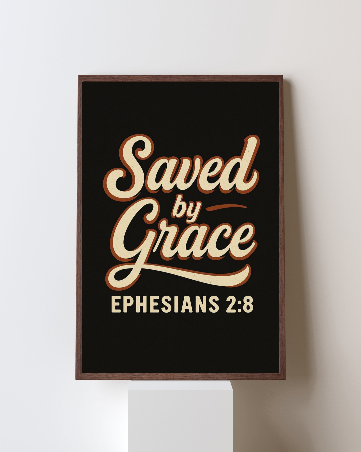 Saved by Grace – Ephesians 2:8 Bible Verse Wall Art | Christian Typography Print