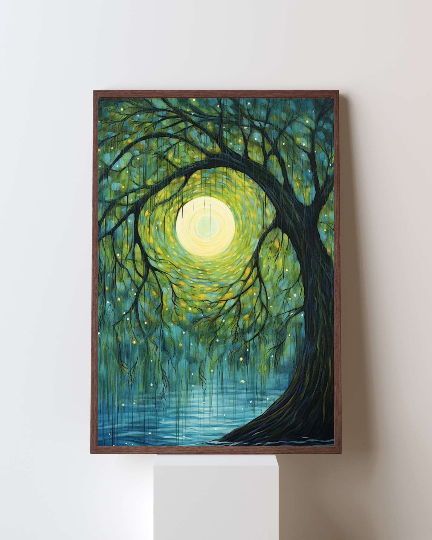 Enchanted Willow – Magical Tree & Moonlight Reflection Wall Art Frame