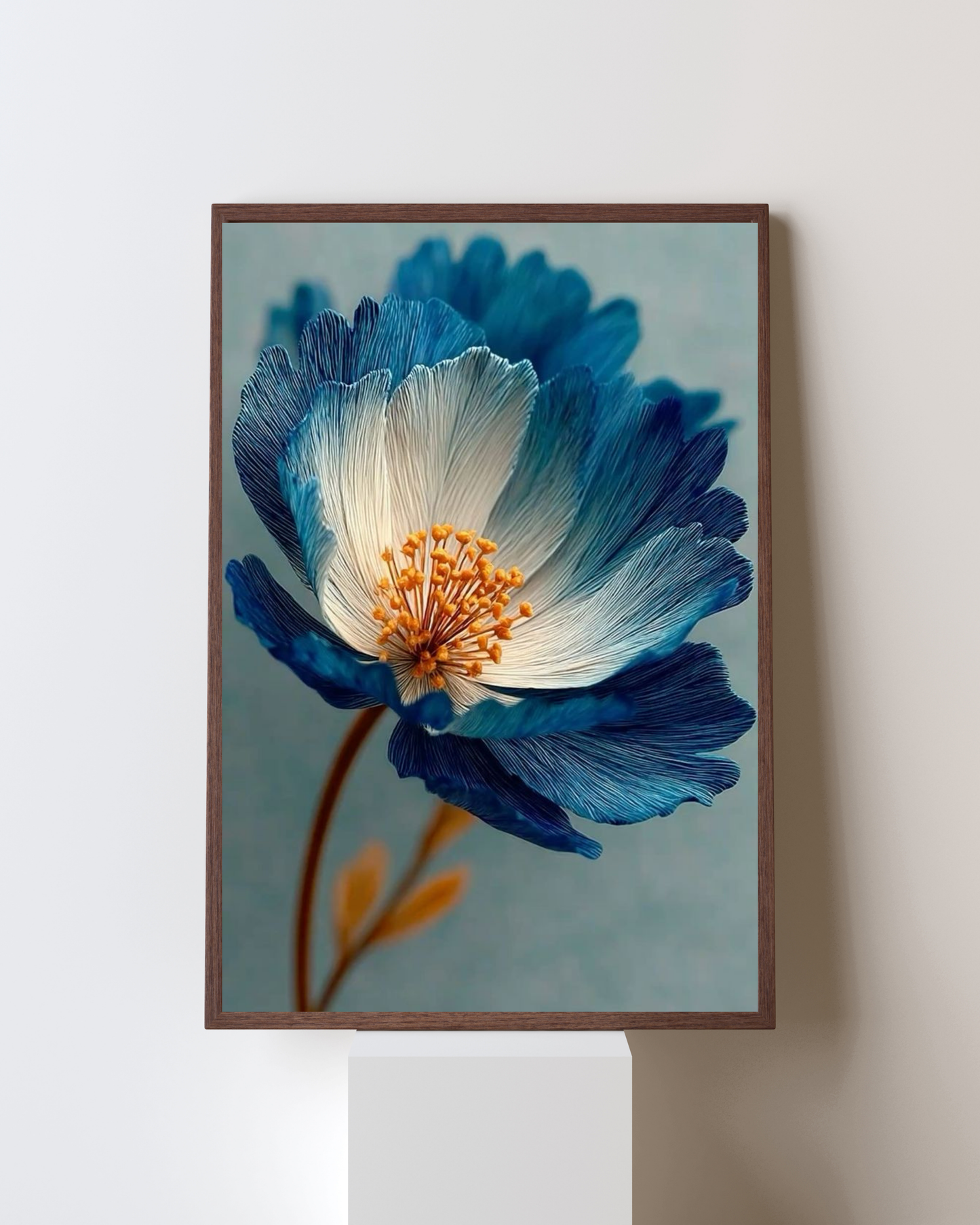 Blooming Frame – Sapphire Petal Bloom | Elegant Blue Floral Art