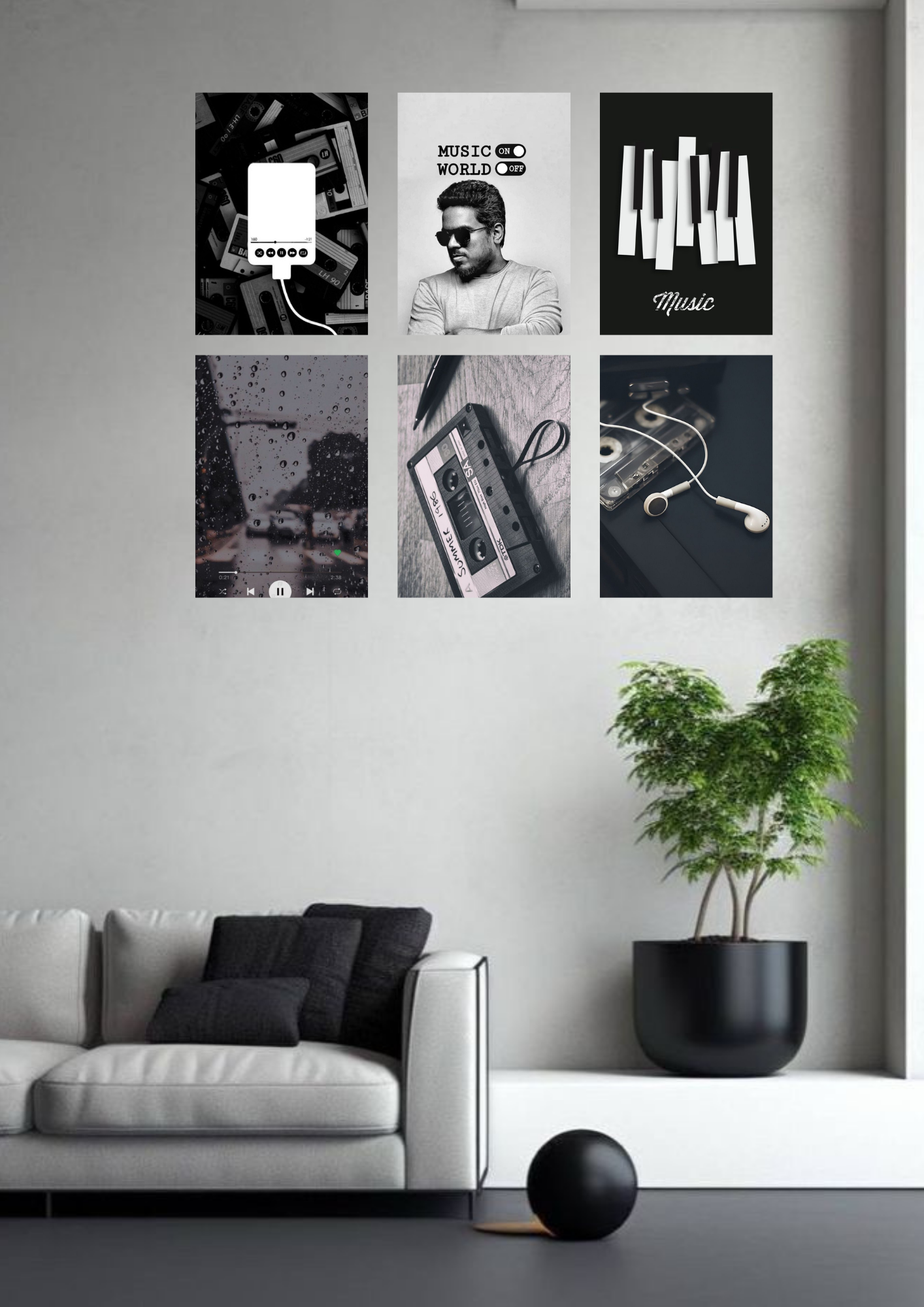Music Edition Collage 6 Set Posters – A4 Size | Minimal & Retro Music Wall Art Collection