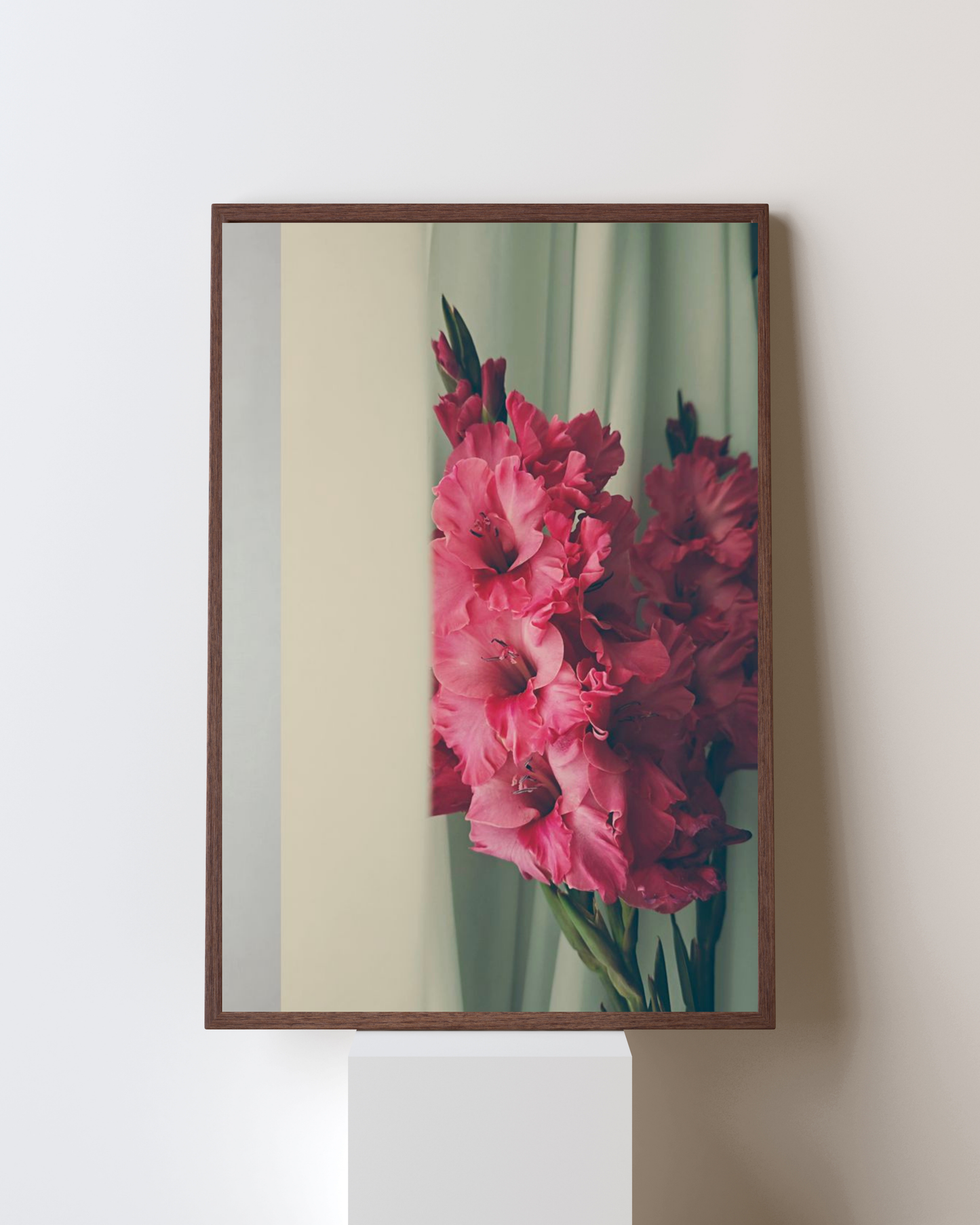Blooming Frame – Pink Gladiolus Grace | Soft Botanical Wall Art