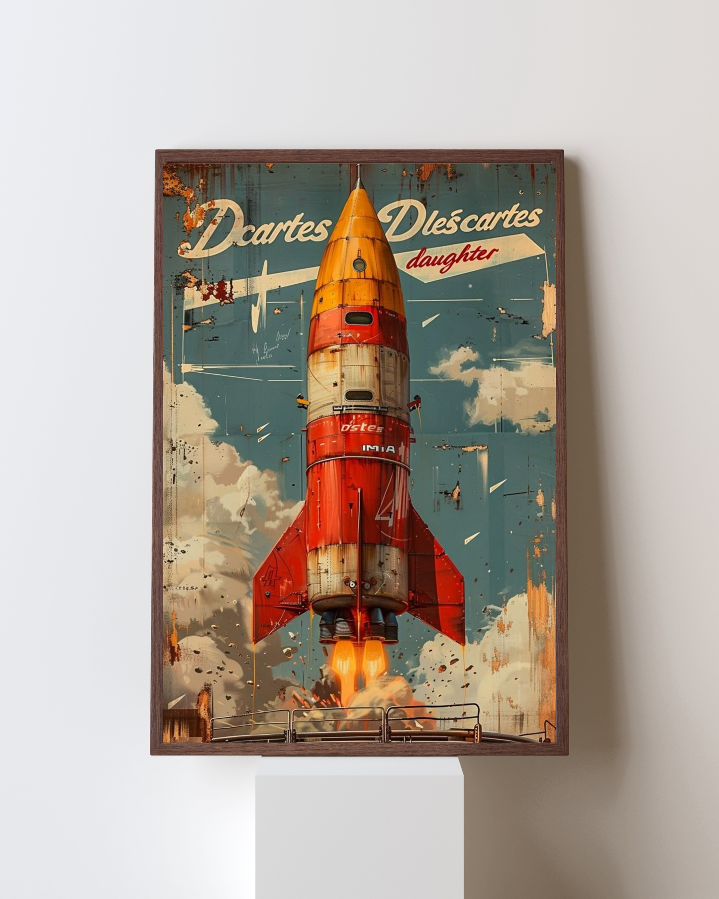 “Retro Rocket Launch – Pop Culture Space Frame”