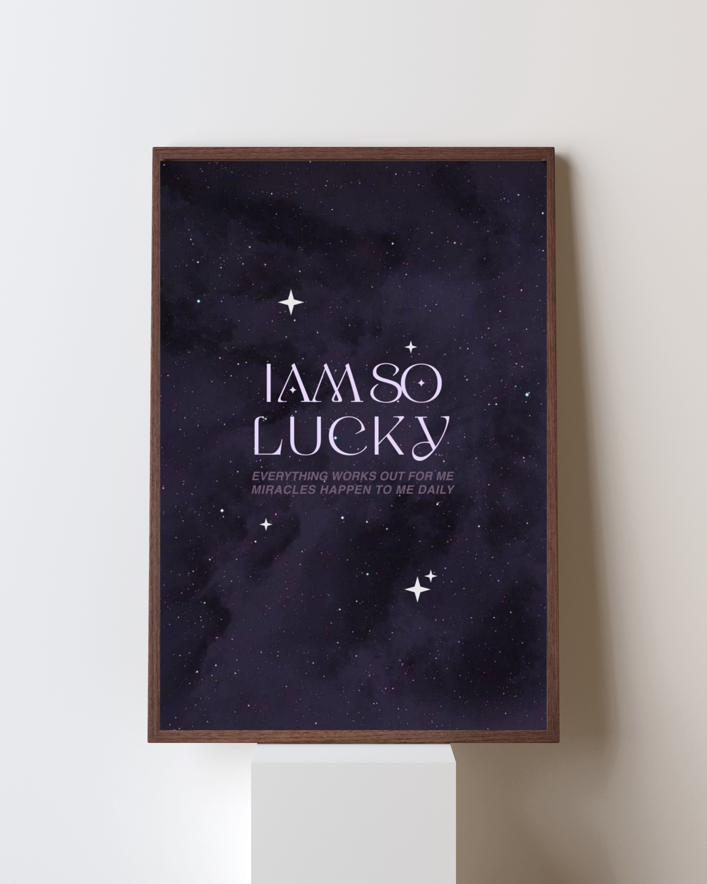 “I Am So Lucky” Cosmic Affirmation Poster – Manifestation Wall Art