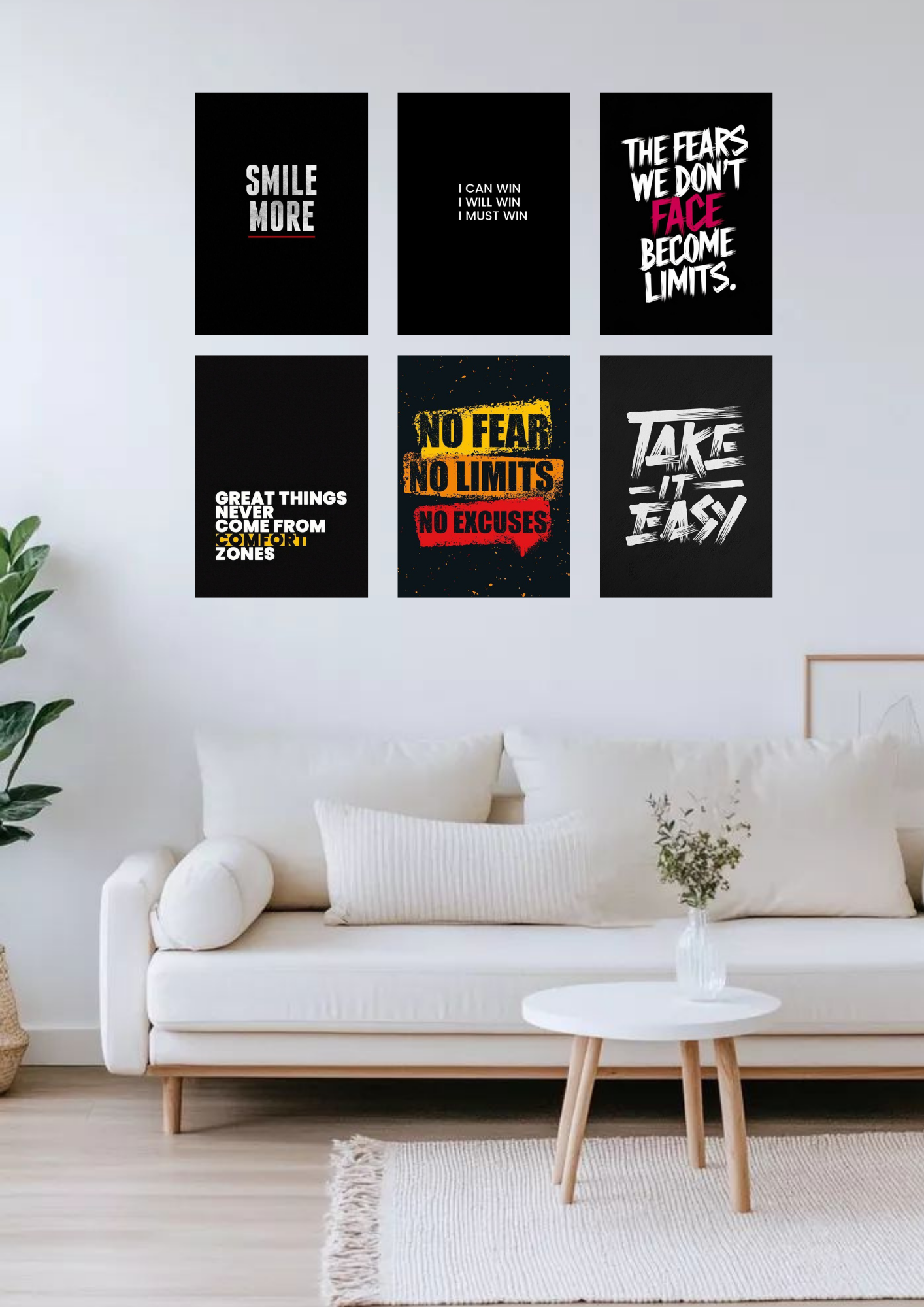Motivational Collage Poster Set – 6 A4 Wall Prints | No Limits Collection