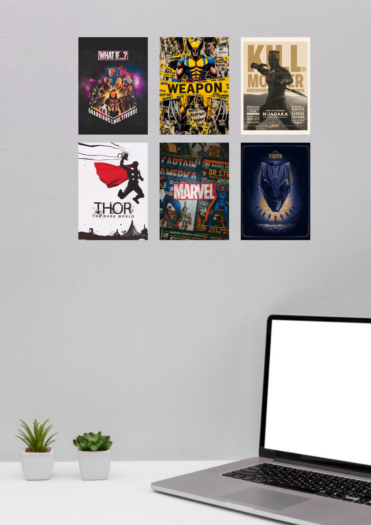 Marvel Legends Minimalist Poster Set – 6-in-1 A4 Superhero Wall Art Collection