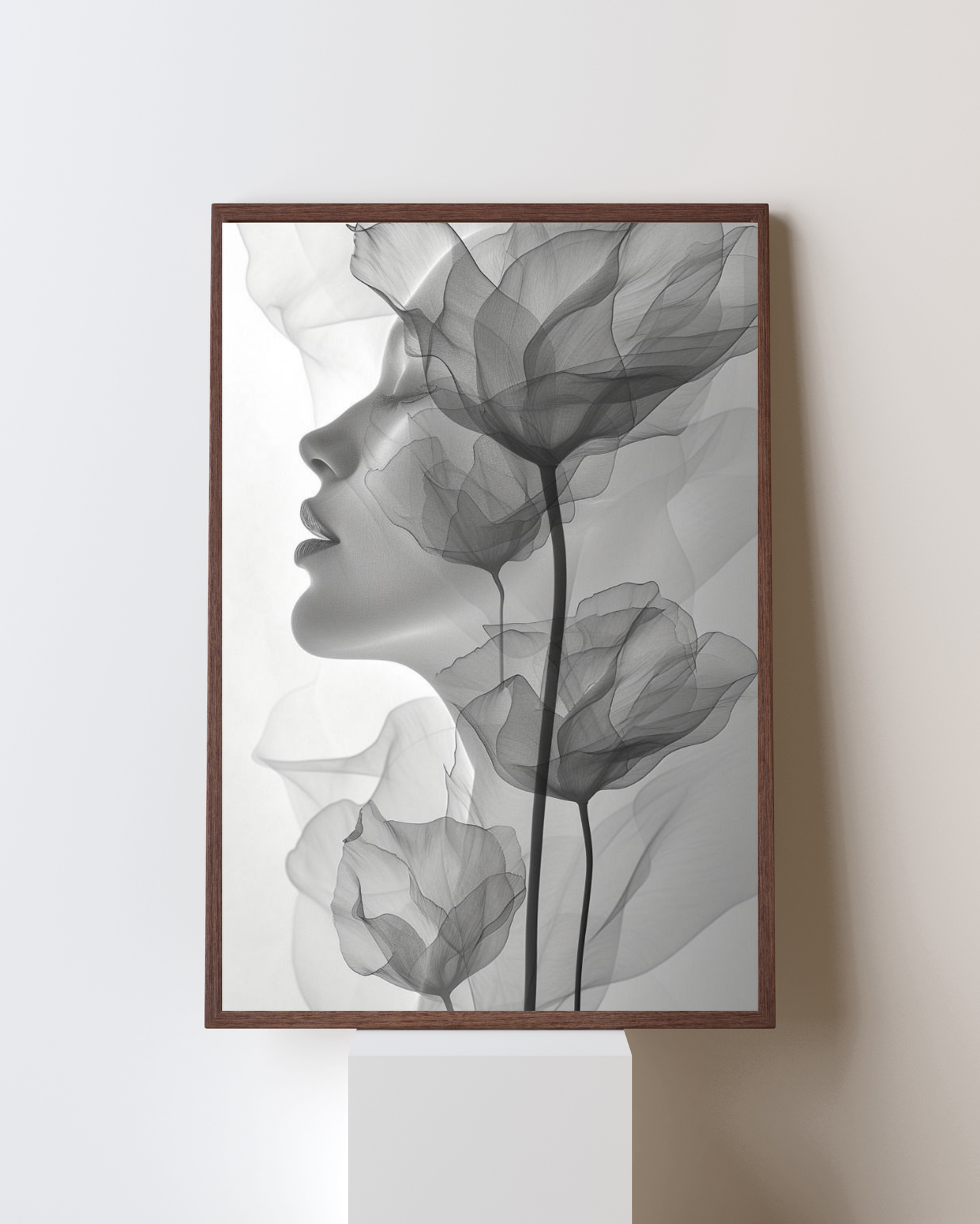 Whispers of Grace – Minimalist Floral Silhouette Wall Frame