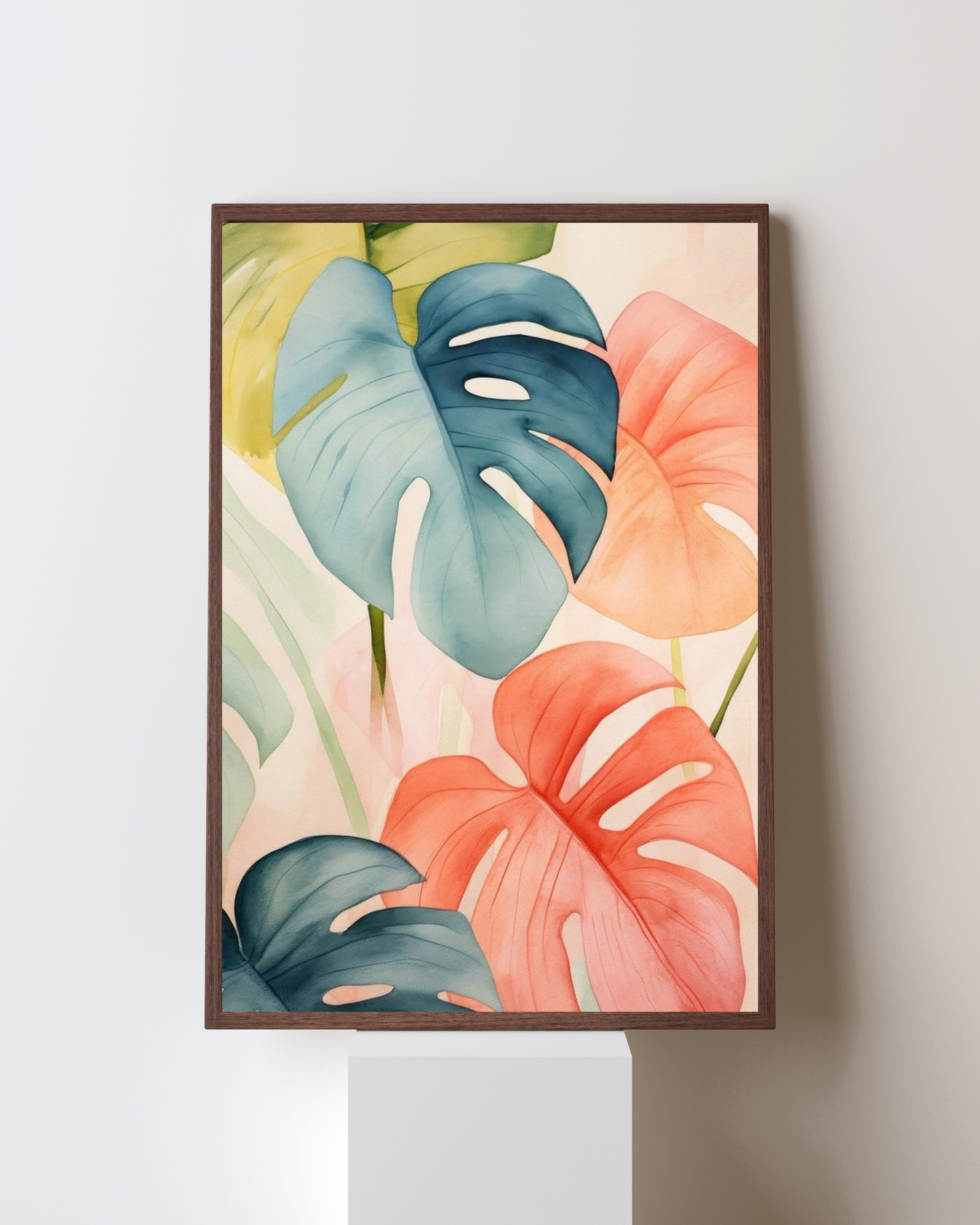 Tropical Serenity – Pastel Monstera Leaf Wall Art Frame