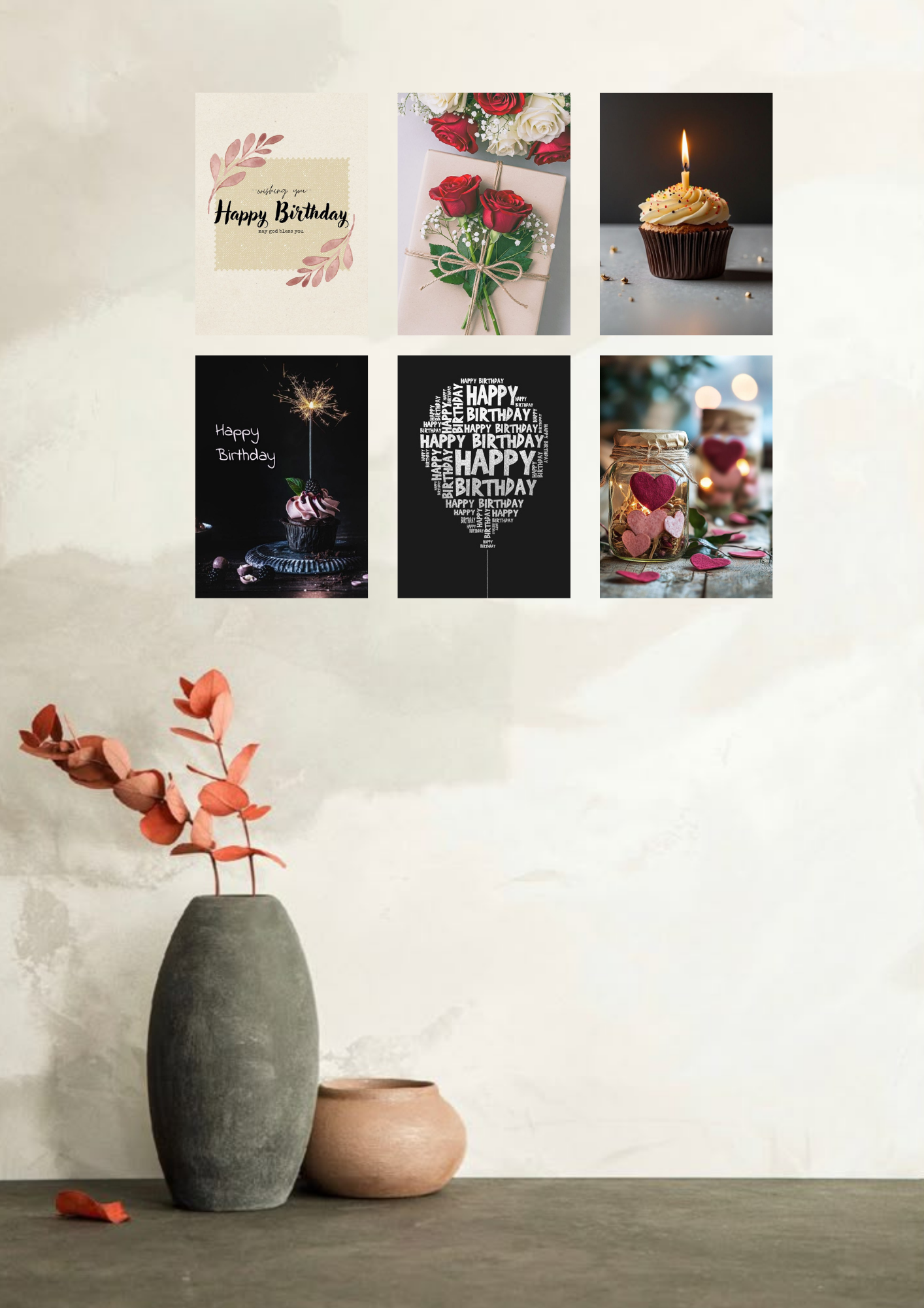 Birthday Edition Collage 6 Set Posters – A4 Size | Elegant Wishes & Celebration Wall Art Collection