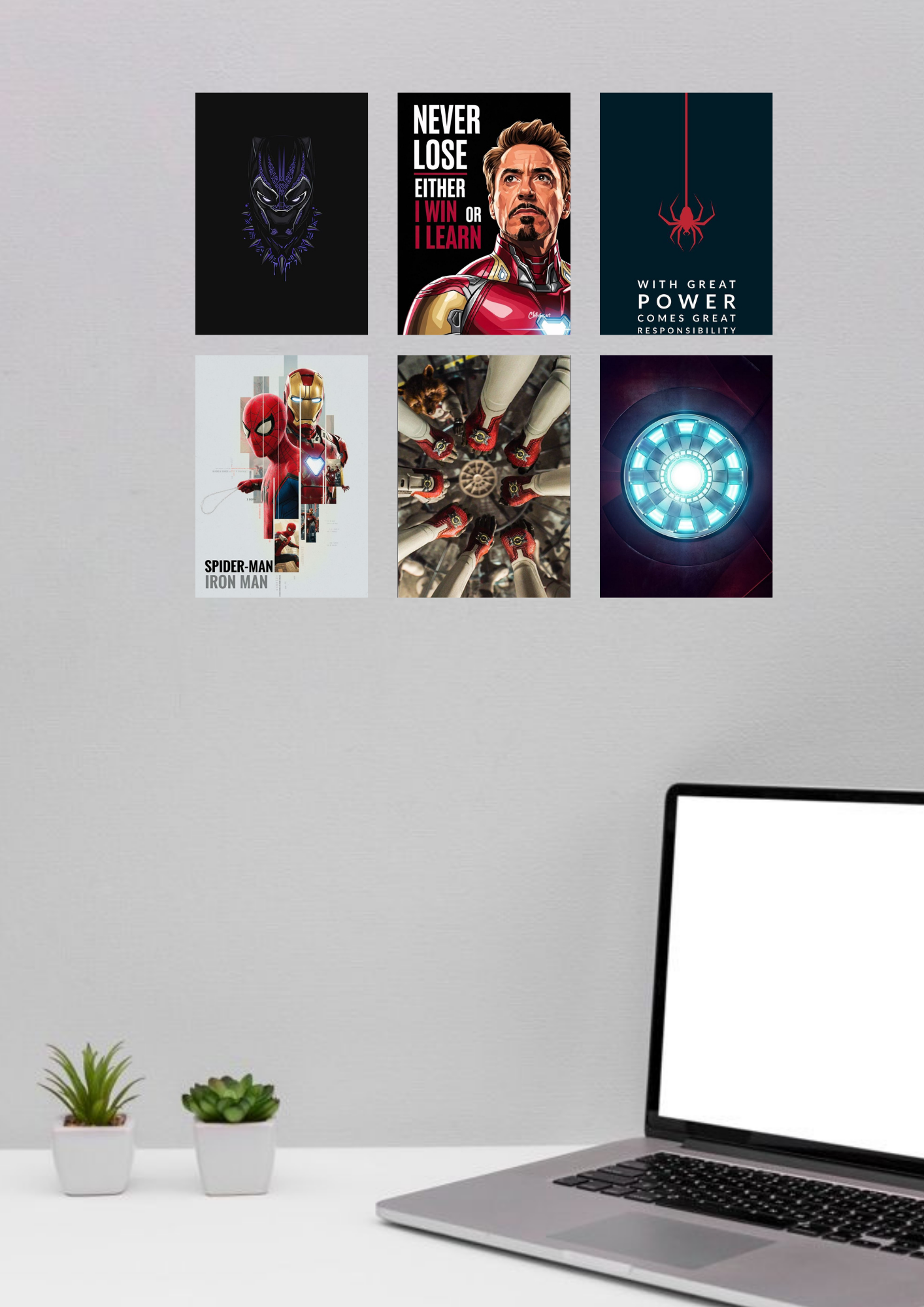 Marvel Edition Poster Collage – 6 Set | A4 Size | Iron Legacy & Heroic Power Wall Art