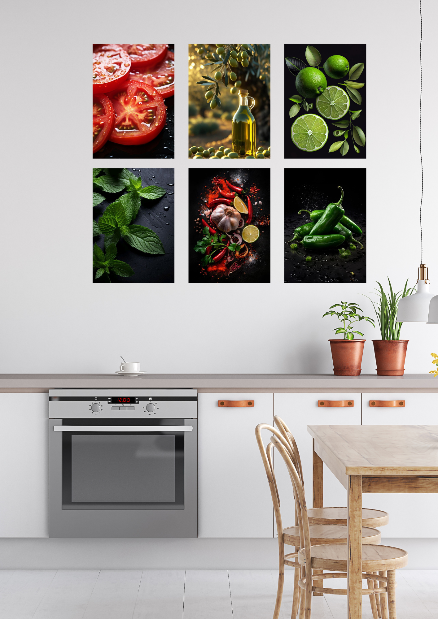 Kitchen Collage Poster Set – 6 A4 Wall Prints | Fresh Ingredients Collection
