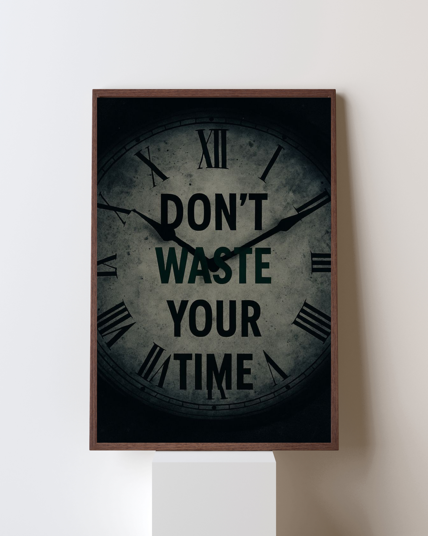 Don’t Waste Your Time” Motivational Wall Art | Classic Clock-Inspired Quote Poster