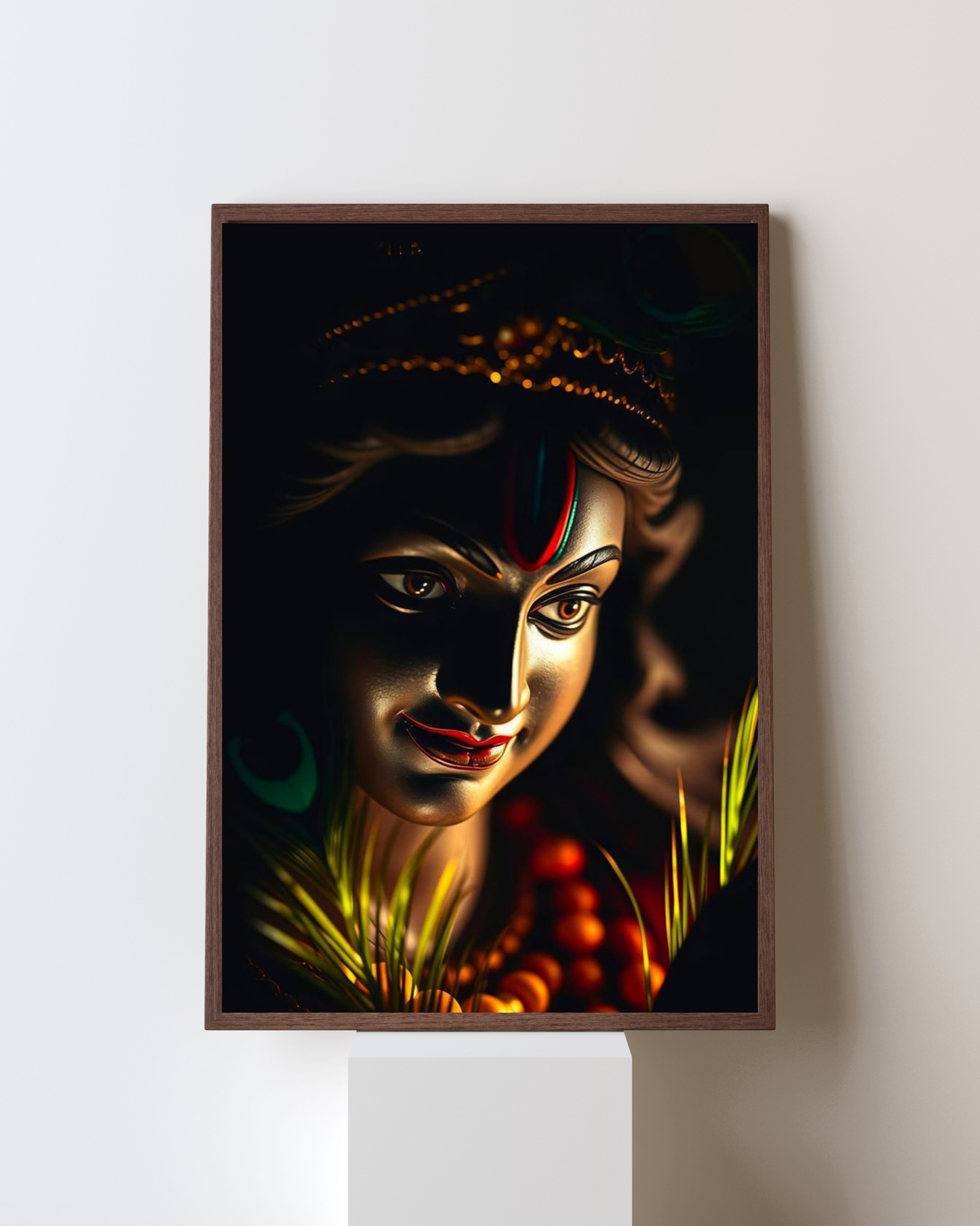 Divine Glow – Lord Krishna Enlightened Portrait Framed Wall Art