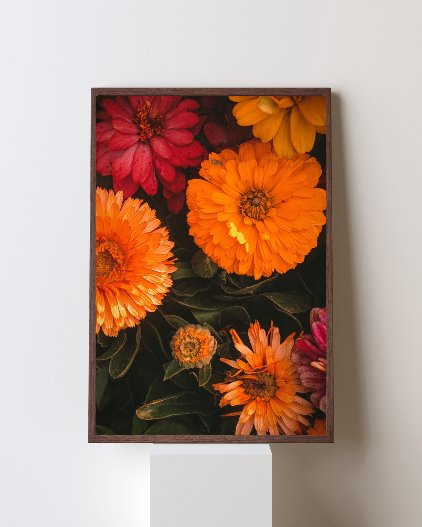 Blooming Frame – “Golden Ember” Marigold & Zinnia Wall Art