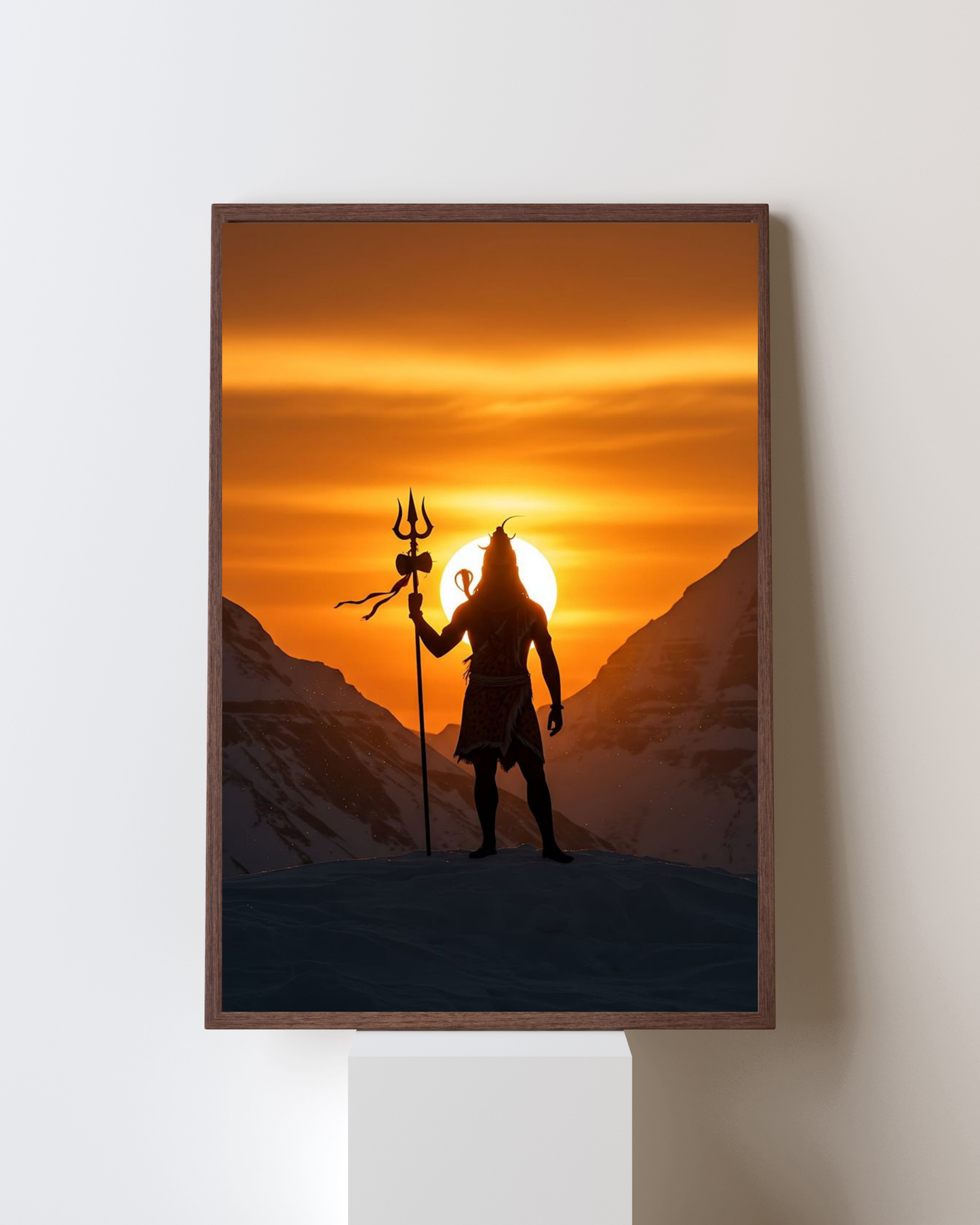 Mahadev at Sunrise – Lord Shiva Silhouette Wall Frame