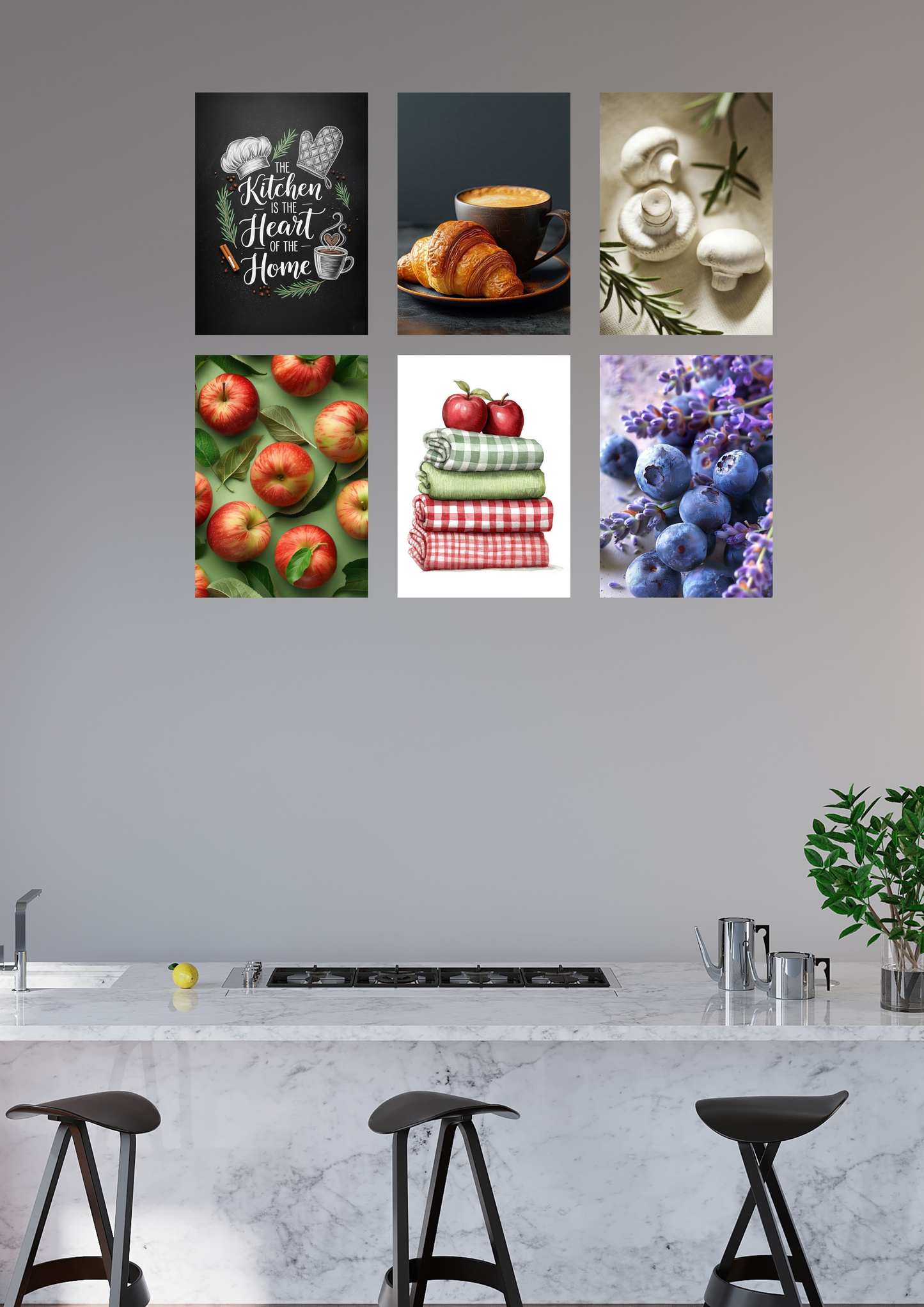 Kitchen Charm – 6 Poster Collage Set (A4 Size)