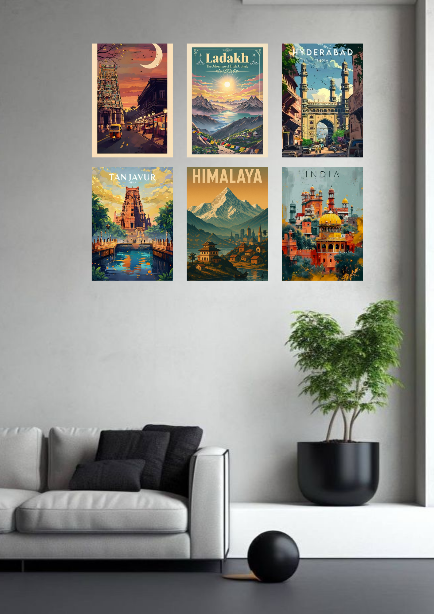 Majestic India Edition – Inspirational Travel Poster Collage 6 Set | A4 Size Wanderlust Wall Décor