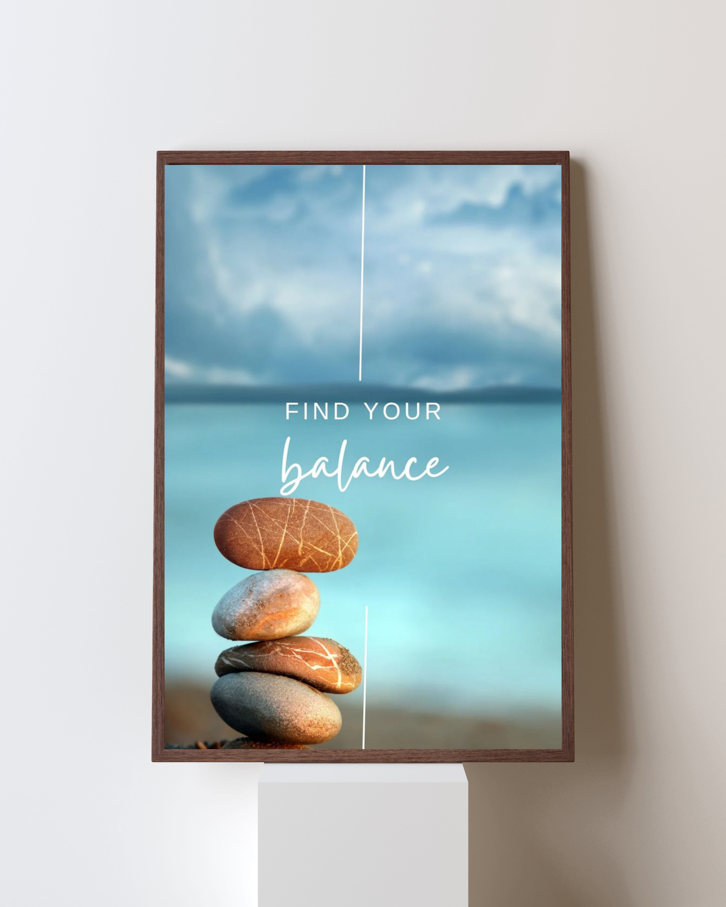 “Find Your Balance” Zen Stones Motivational Poster | Minimal Calm Wall Art