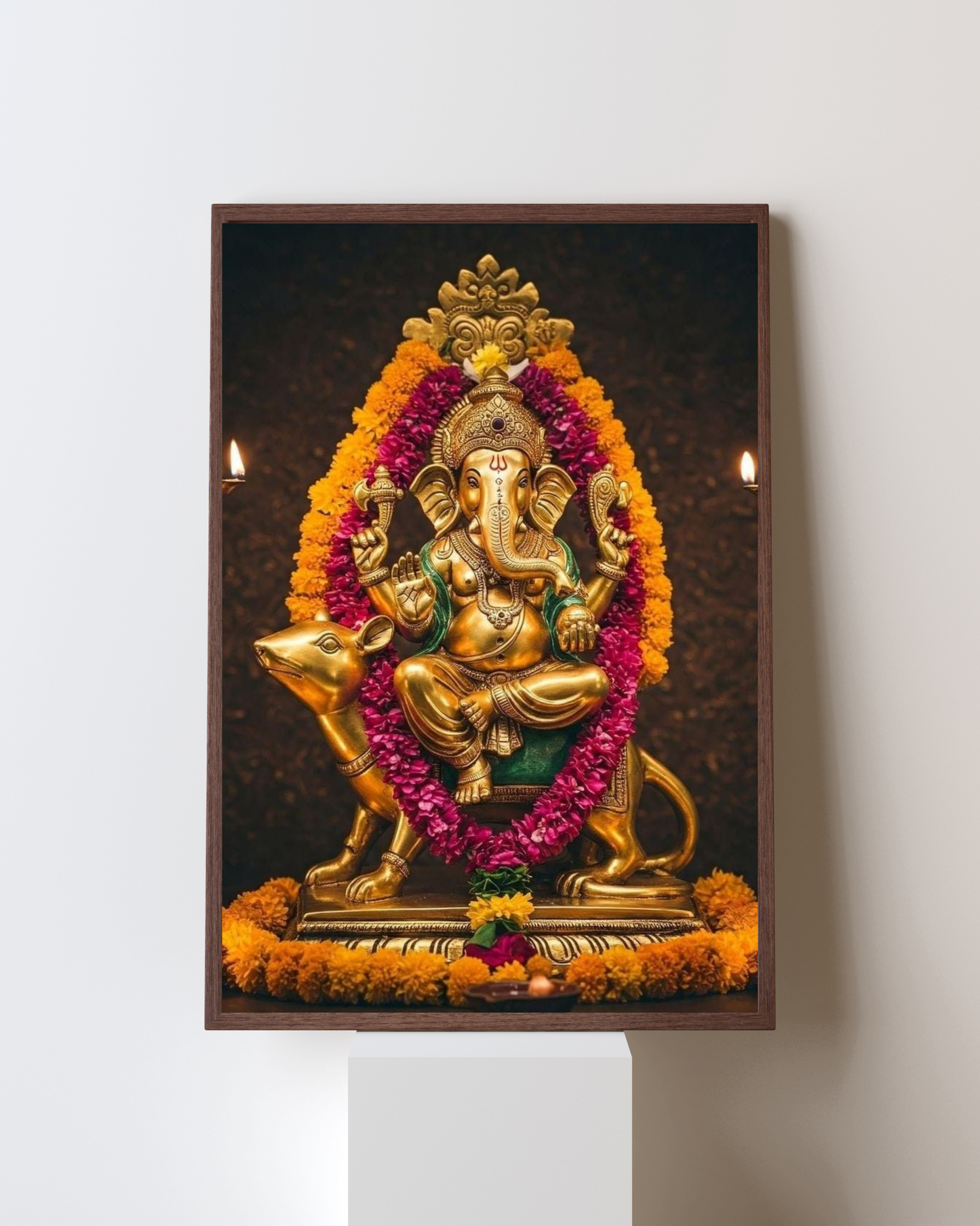 Golden Divinity – Sacred Lord Ganesha Wall Frame