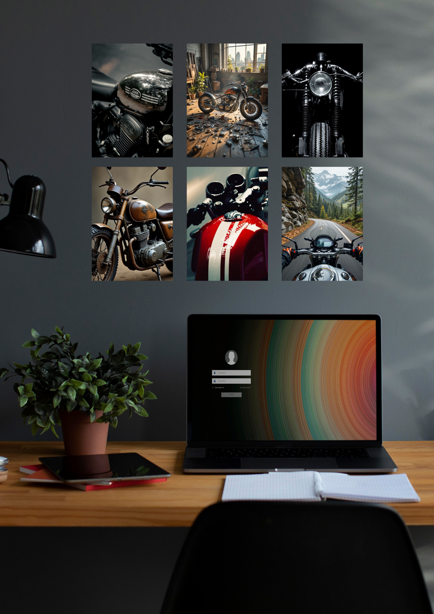Rider’s Spirit – Motorbike Collage 6-Set Posters (A4 Size)