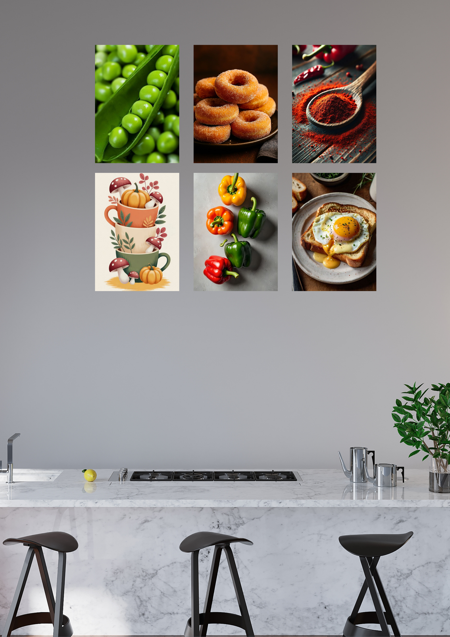 Kitchen Essentials Poster Set – 6 Poster Collage (A4 Size)