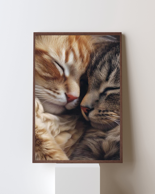 Paws of Love – Cozy Cat Companions Wall Art | Warm Animal Aesthetic Frame