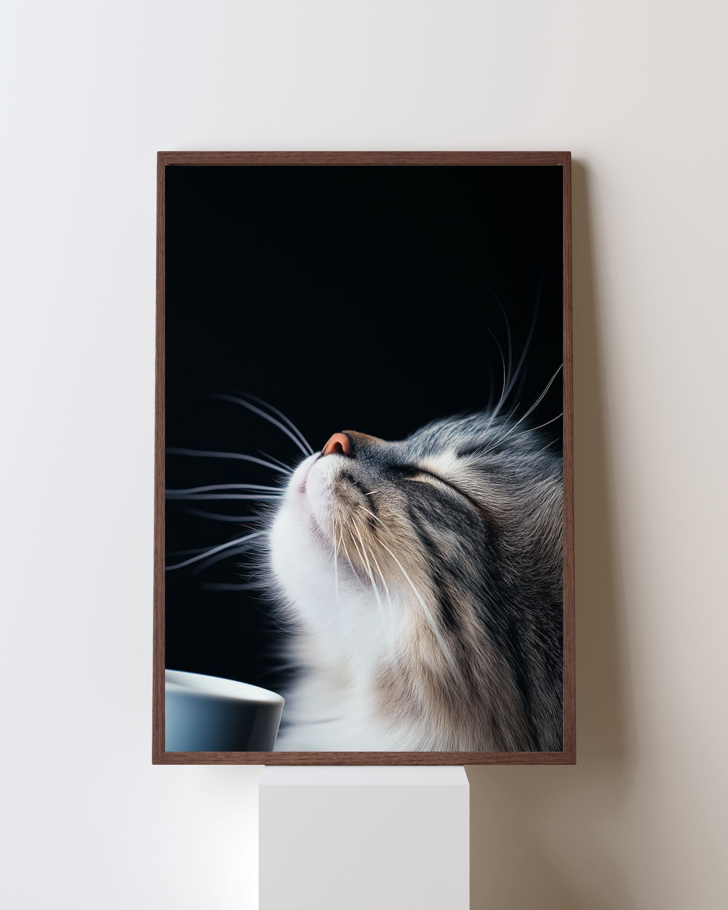 Morning Whiskers – Cat & Coffee Moment Wall Art Frame