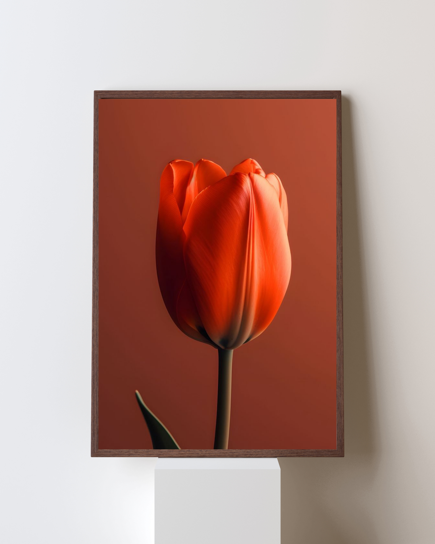 Blooming Frame – Ember Bloom Tulip Wall Art | Bold Minimalist Floral Décor