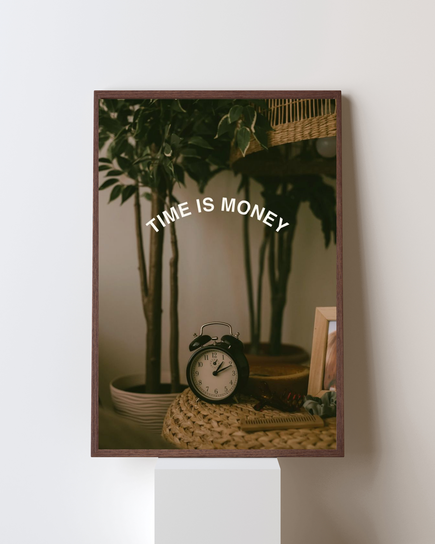 “Time Is Money” Motivational Quote Poster | Vintage Clock Aesthetic Wall Art