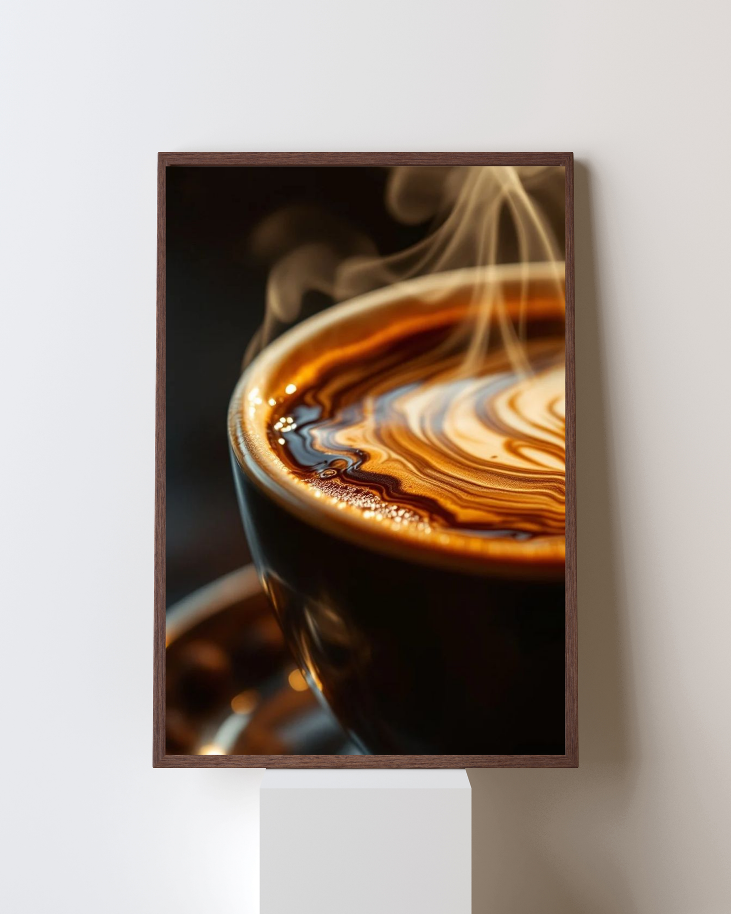 Morning Bliss – Steaming Coffee Cup Art Frame