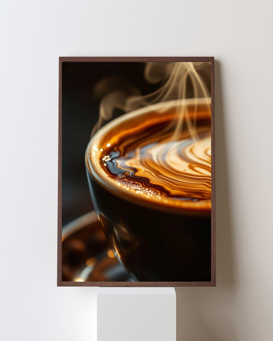 Morning Bliss – Steaming Coffee Cup Art Frame