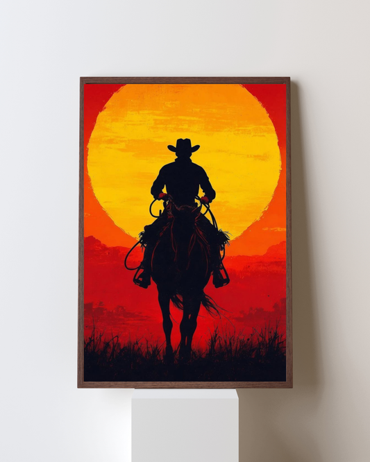 Lone Rider – Western Sunset Wall Frame