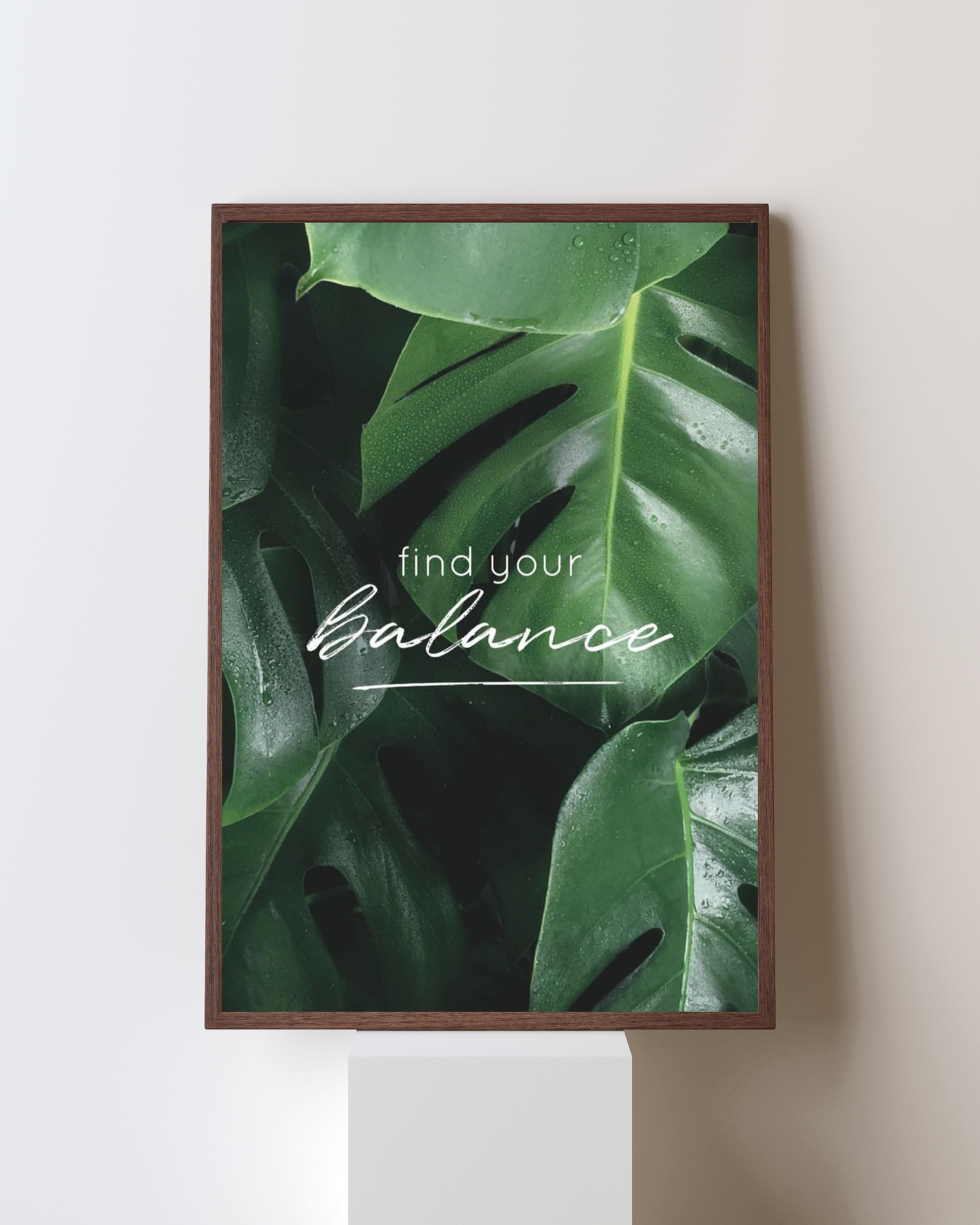 Find Your Balance – Botanical Green Motivational Wall Art Poster