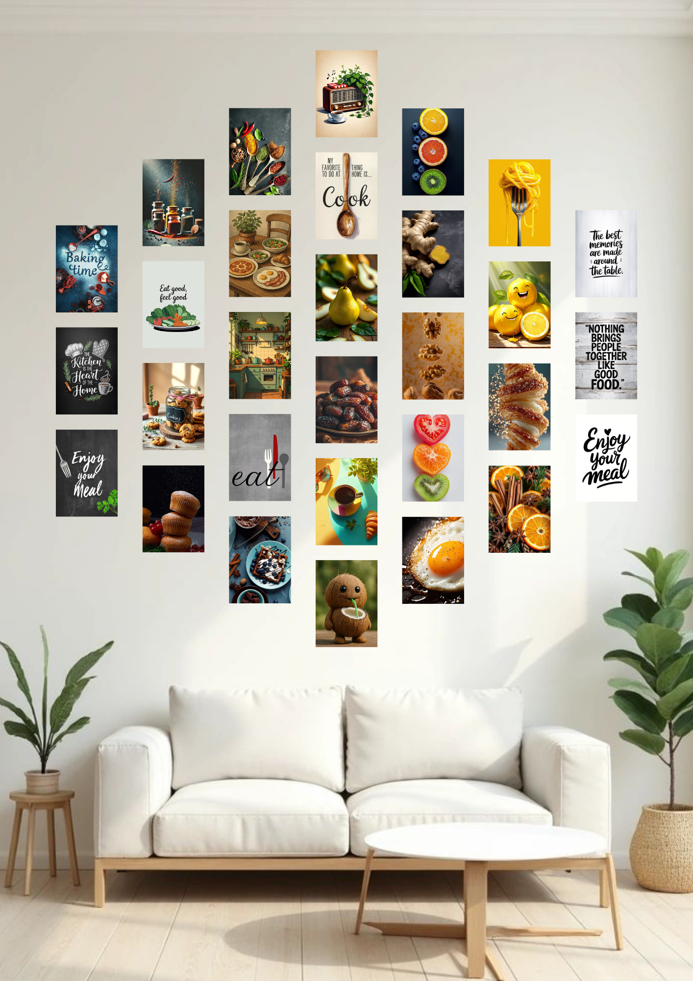 Kitchen Collage Poster Set – 30 A6 Wall Prints | Food & Culinary Art Collection