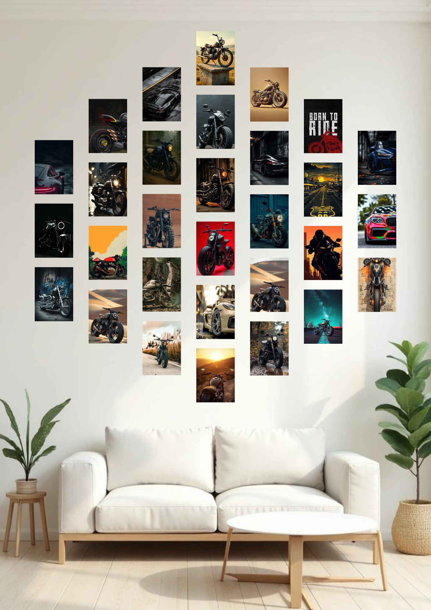Automotive Wall Art Set – Cars & Bikes Collage Pack (30 A6 Prints)