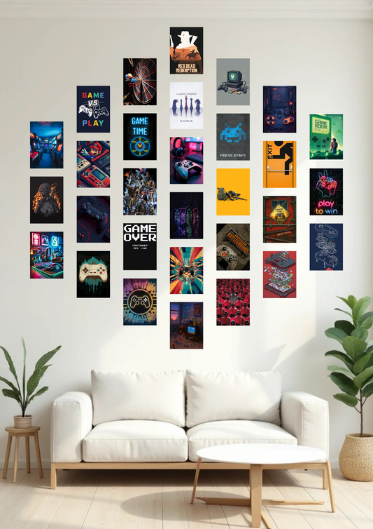 Game Edition Collage Poster Set – 30 A6 Wall Prints | Gamer Room Aesthetic Setup Decor