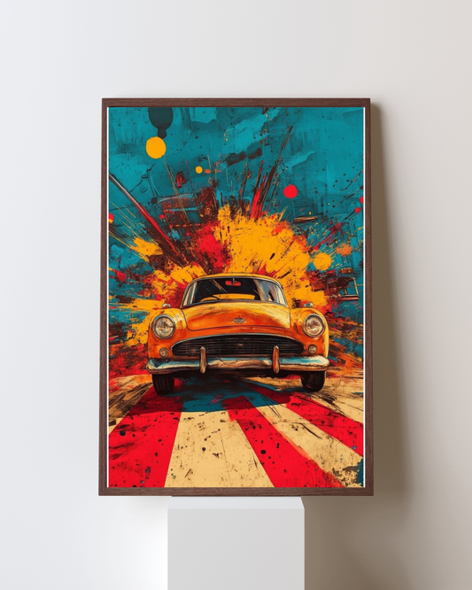 Retro Racer – Explosive Pop Car Wall Frame
