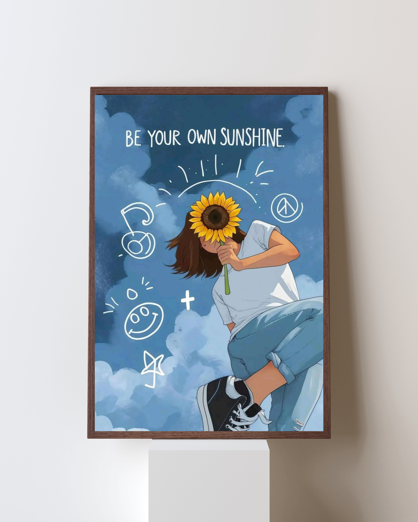 Be Your Own Sunshine – Sunflower Girl Motivational Art Print