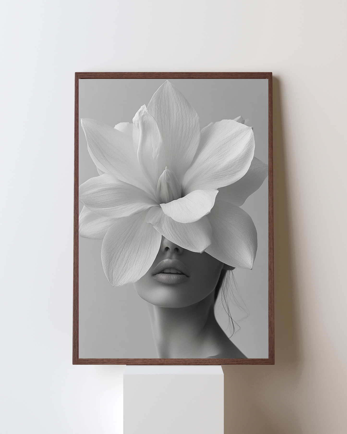 Bloomed Serenity – Monochrome Floral Portrait Wall Frame