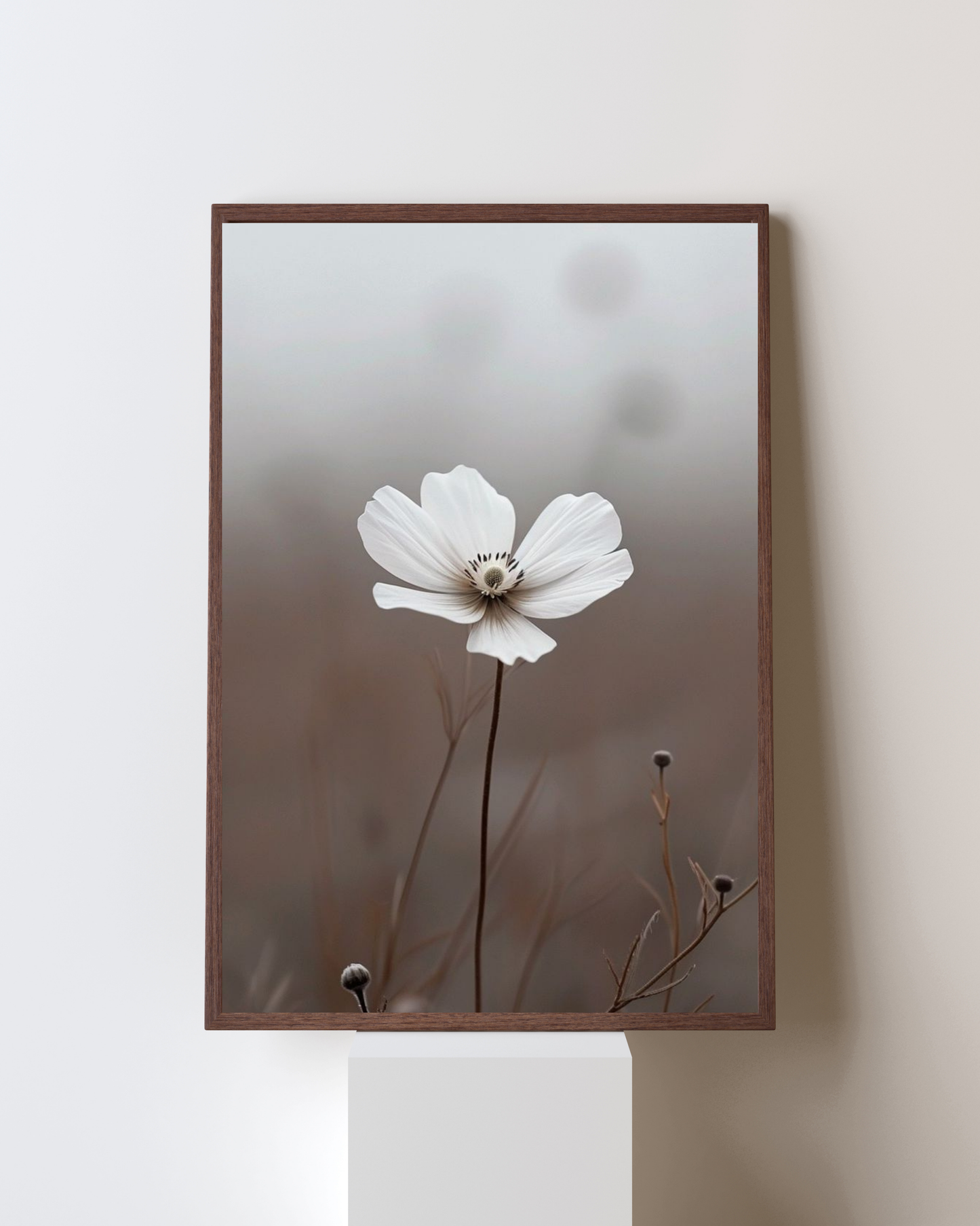 Blooming Frame – Whispering White Bloom | Minimalist Wildflower Art