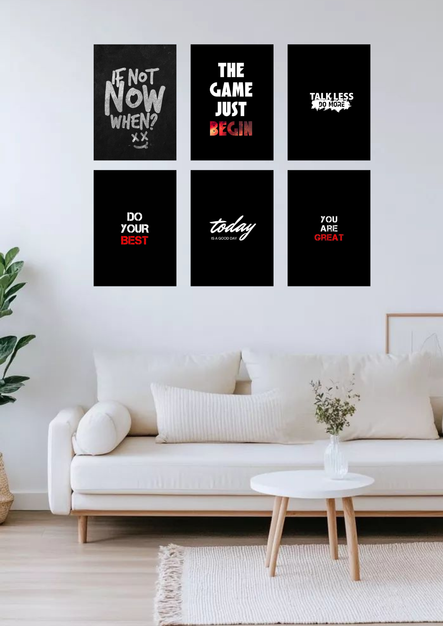 Motivational Collage Poster Set – 6 A4 Wall Prints | Minimal Mindset Collection