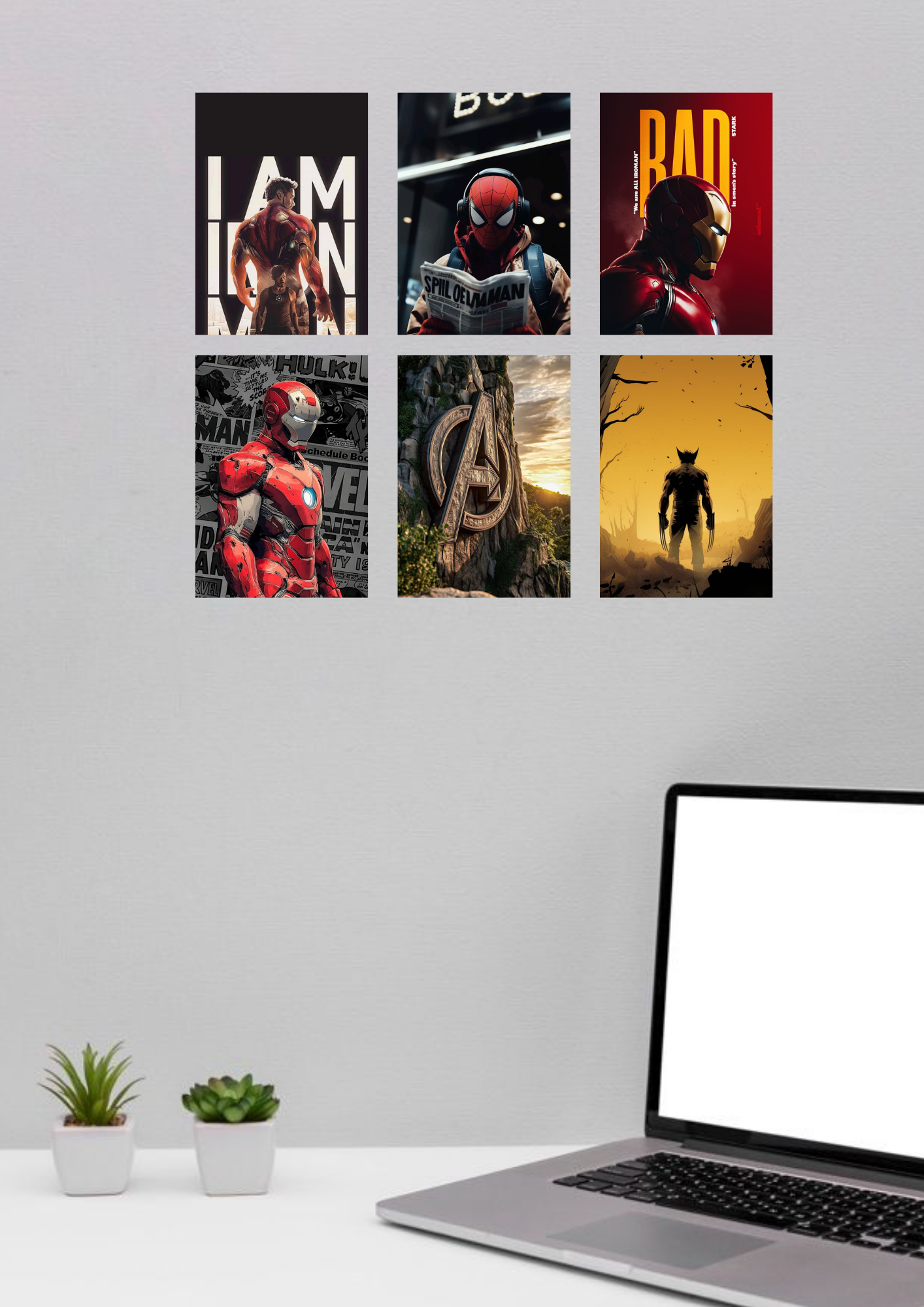 Marvel Edition Poster Collage – 6 Set | A4 Size | Superhero Legacy Wall Art
