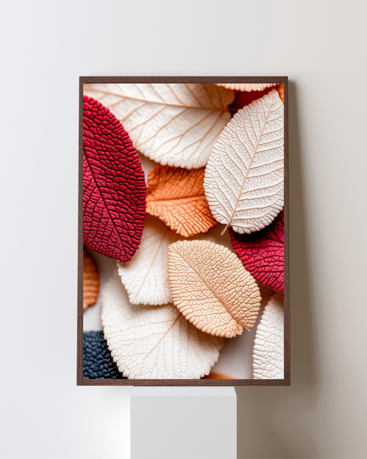 Autumn Whispers – Textured Leaves Aesthetic Wall Art | Minimal Nature-Inspired Frame